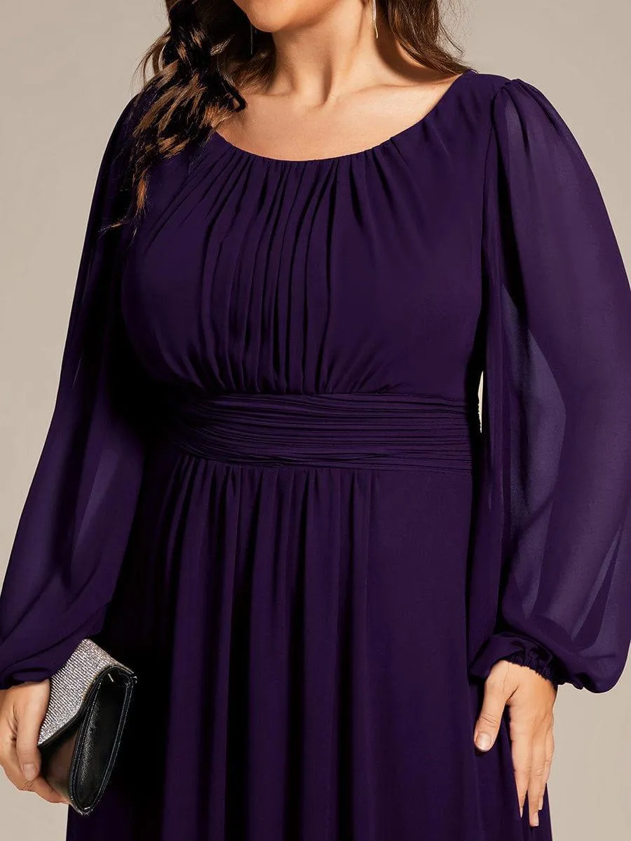 Long Sleeve Chiffon A-Line Empire Waist Formal Dress
