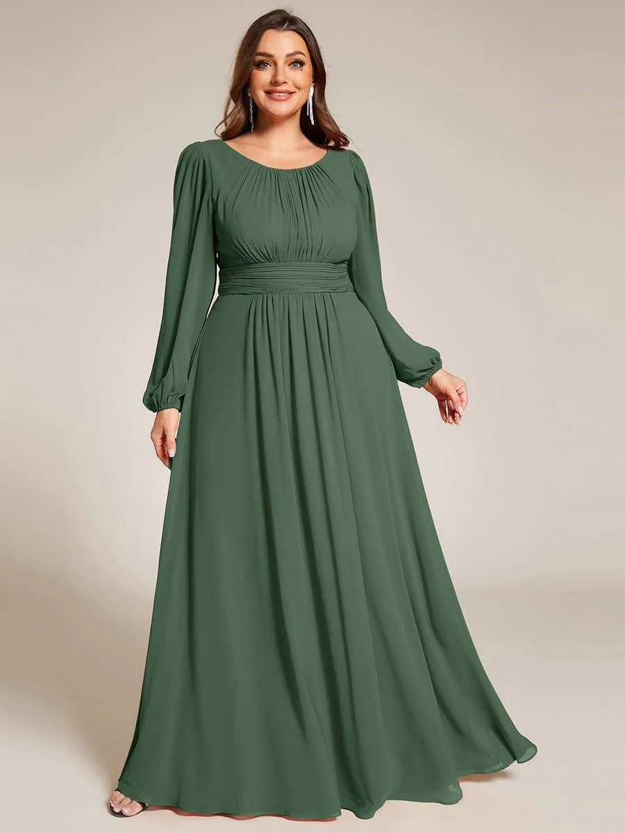 Long Sleeve Chiffon A-Line Empire Waist Formal Dress