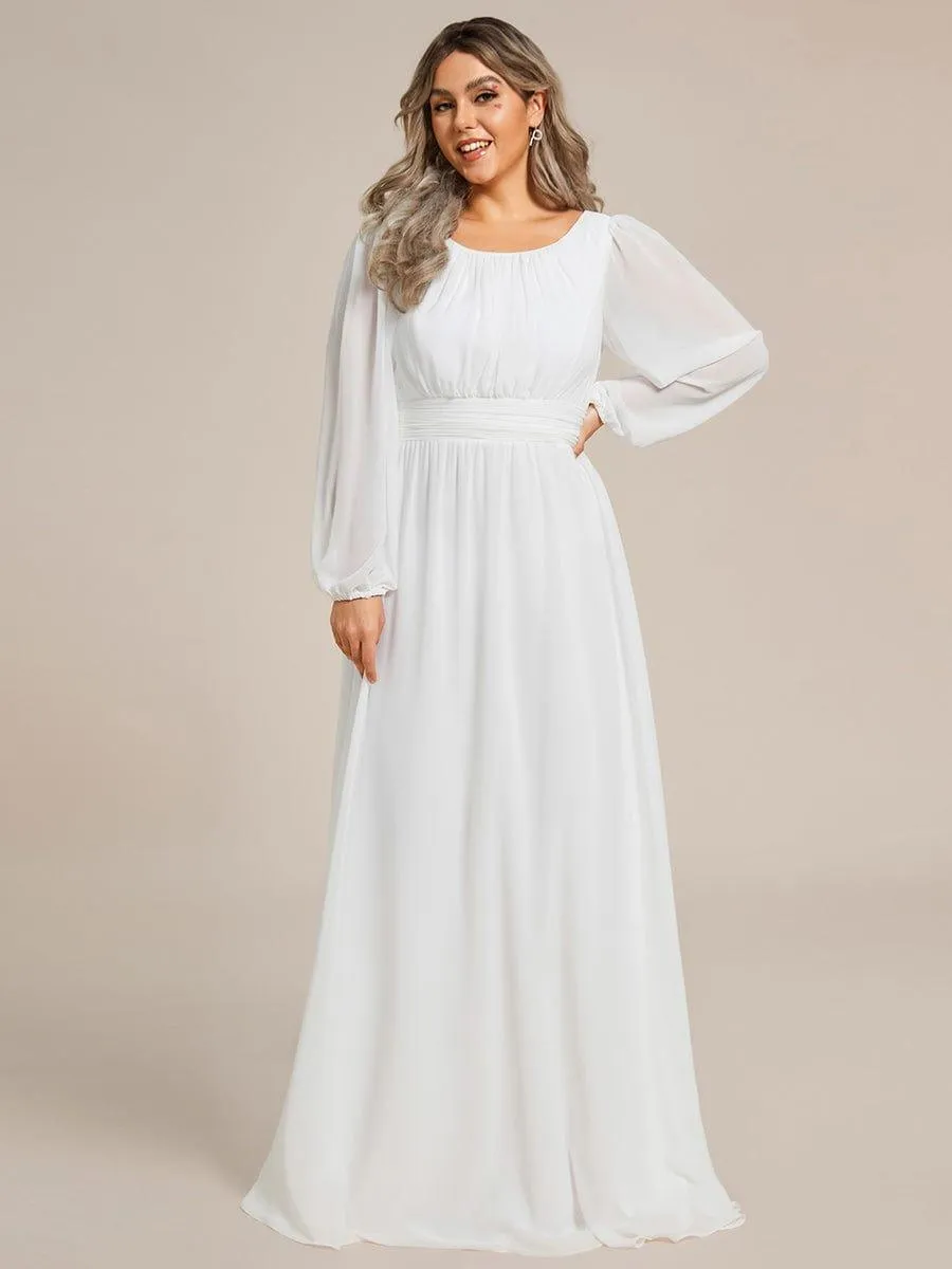 Long Sleeve Chiffon A-Line Empire Waist Formal Dress