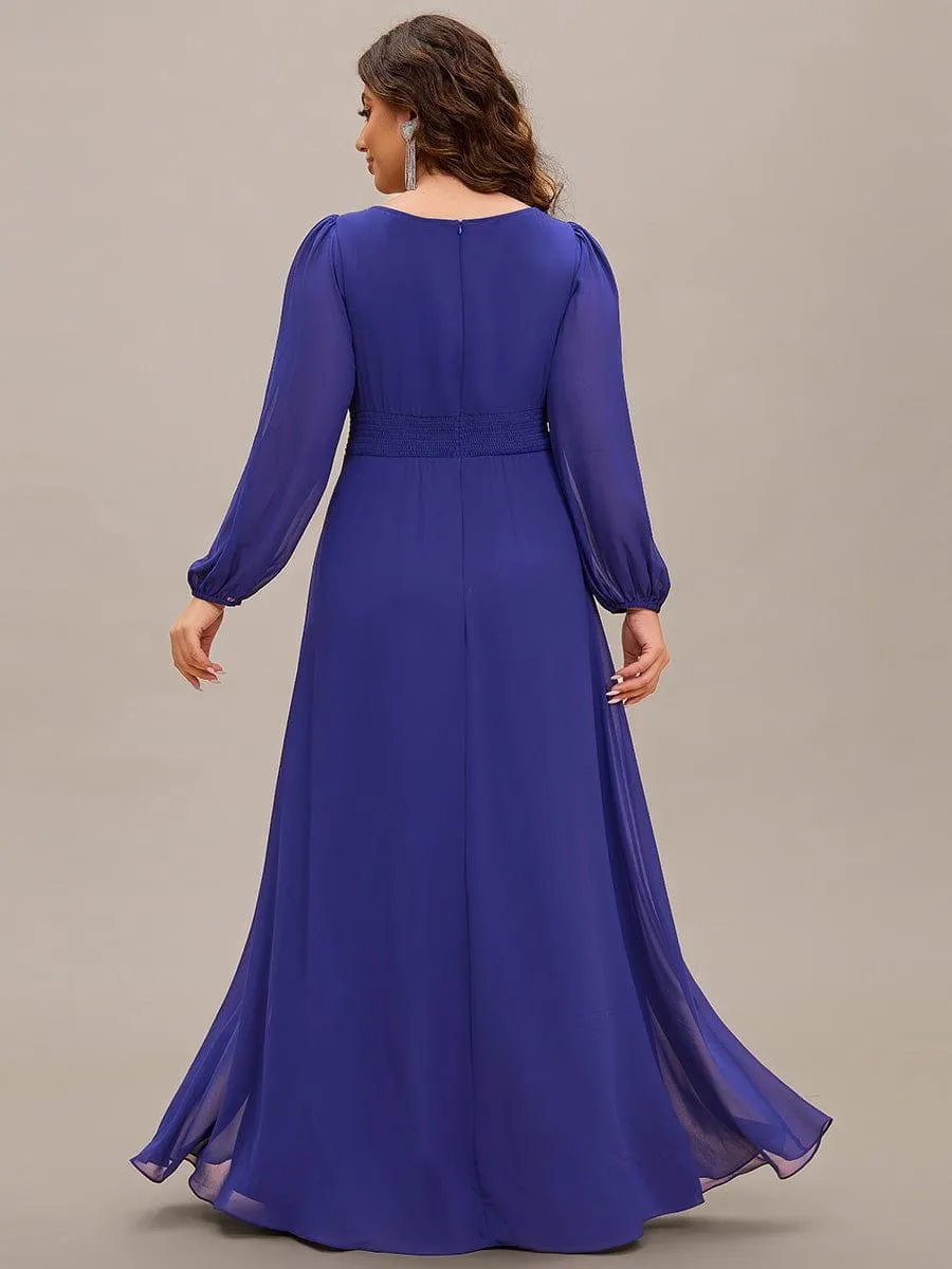 Long Sleeve Chiffon A-Line Empire Waist Formal Dress