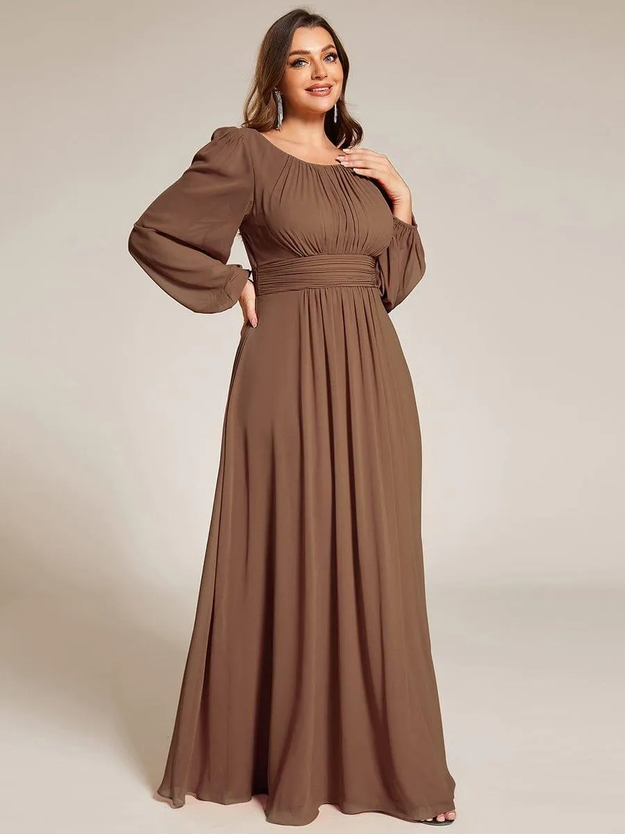 Long Sleeve Chiffon A-Line Empire Waist Formal Dress