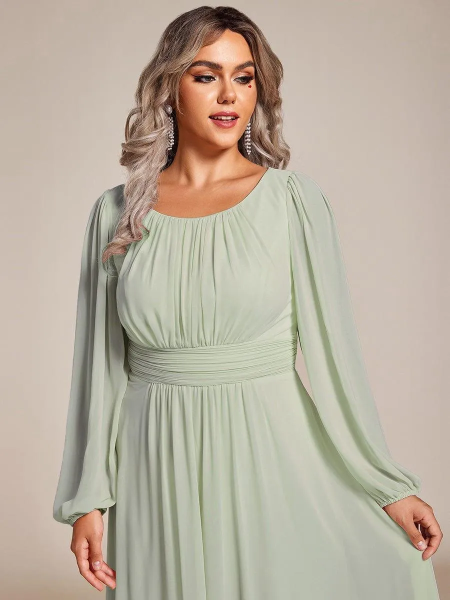 Long Sleeve Chiffon A-Line Empire Waist Formal Dress