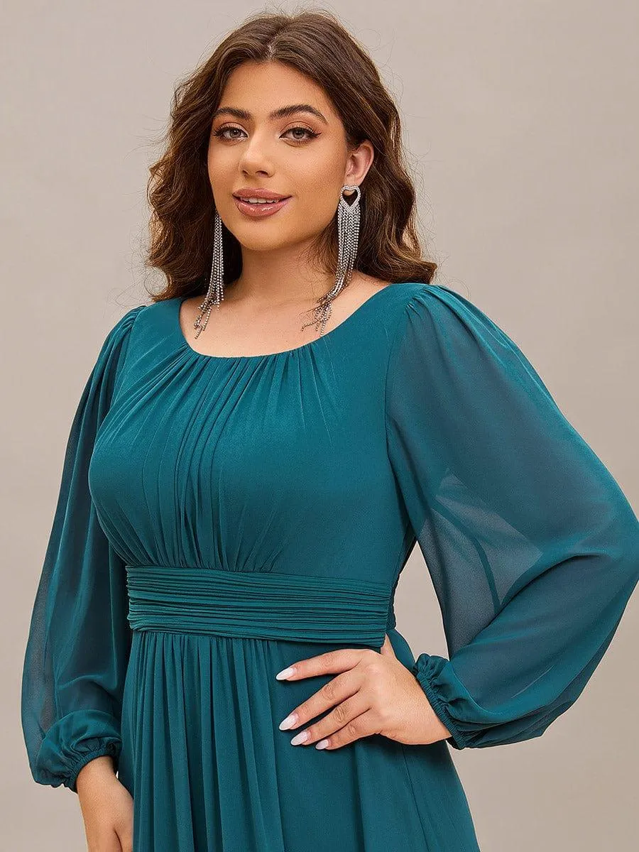Long Sleeve Chiffon A-Line Empire Waist Formal Dress