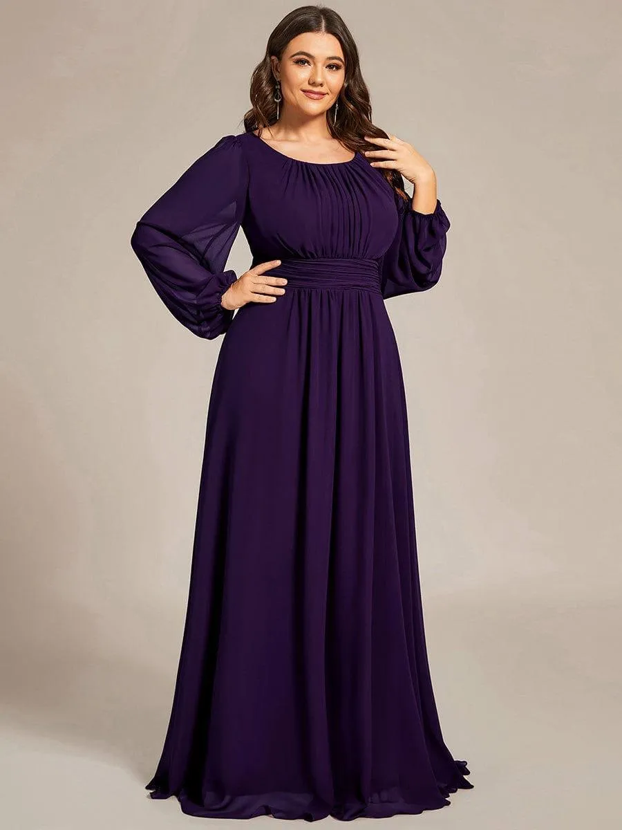Long Sleeve Chiffon A-Line Empire Waist Formal Dress