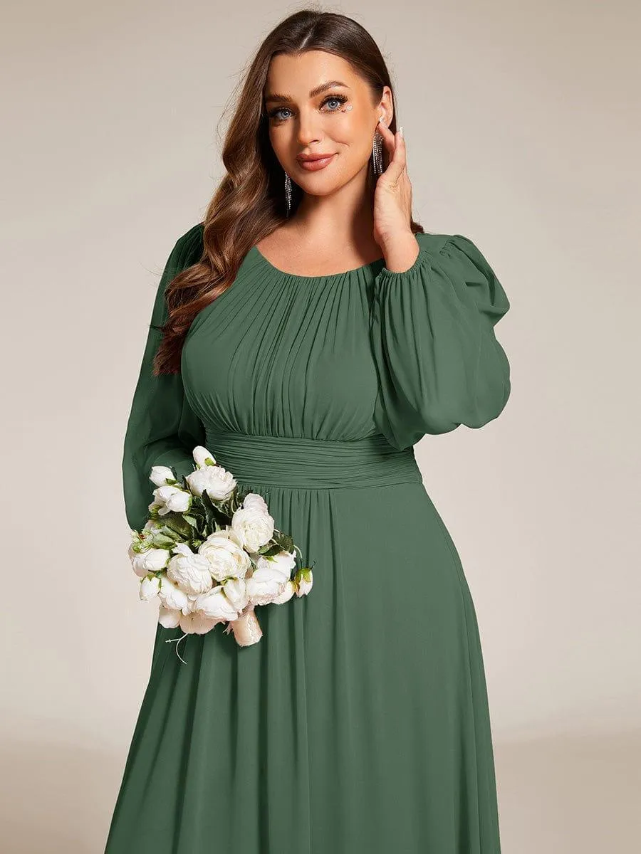 Long Sleeve Chiffon A-Line Empire Waist Formal Dress