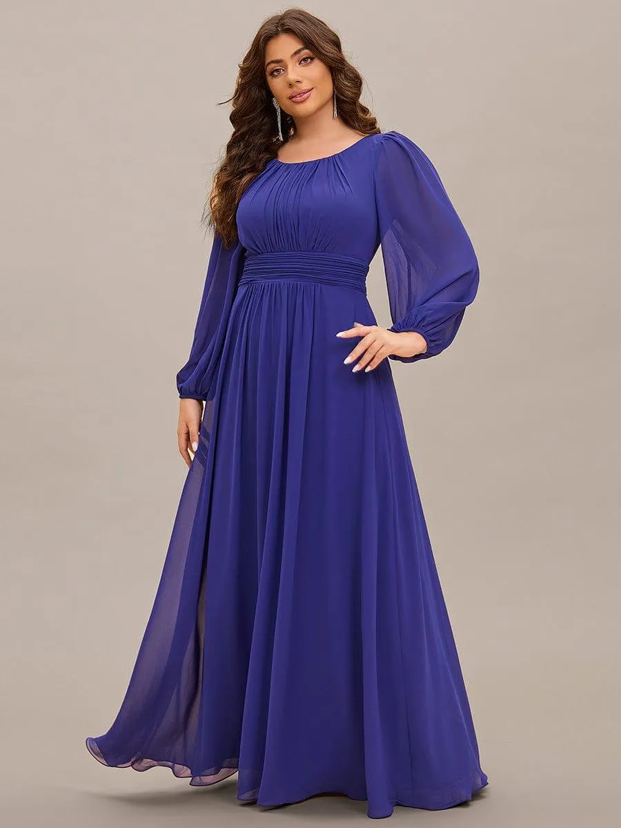 Long Sleeve Chiffon A-Line Empire Waist Formal Dress