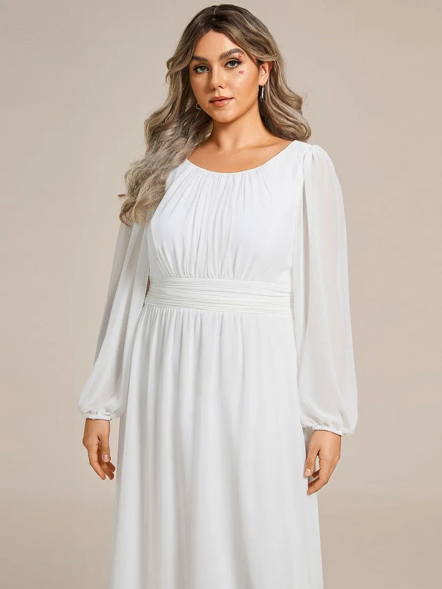 Long Sleeve Chiffon A-Line Empire Waist Formal Dress