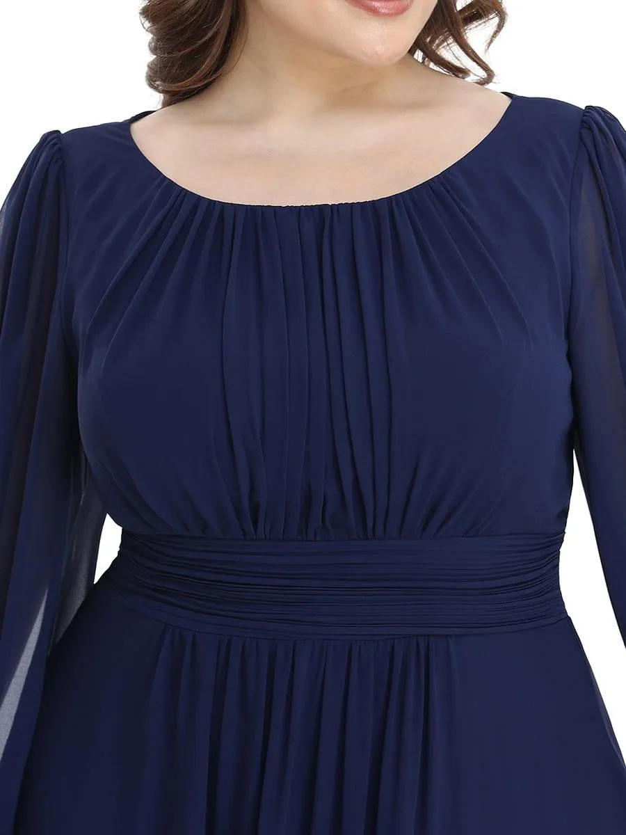 Long Sleeve Chiffon A-Line Empire Waist Formal Dress