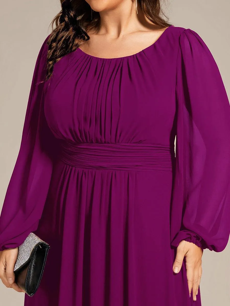 Long Sleeve Chiffon A-Line Empire Waist Formal Dress