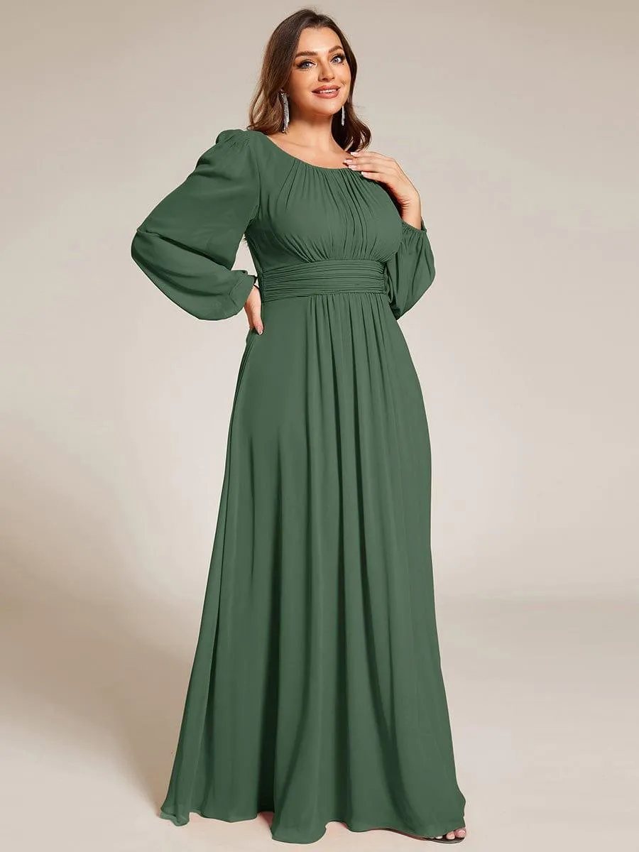 Long Sleeve Chiffon A-Line Empire Waist Formal Dress
