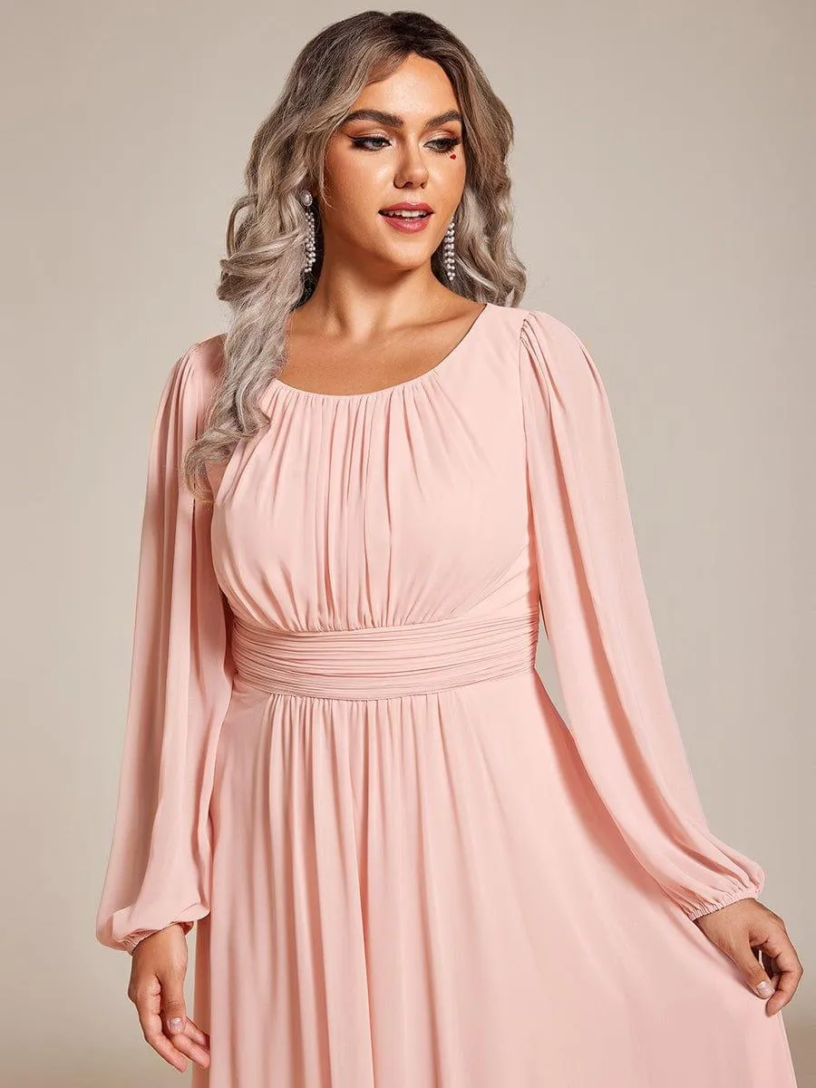 Long Sleeve Chiffon A-Line Empire Waist Formal Dress