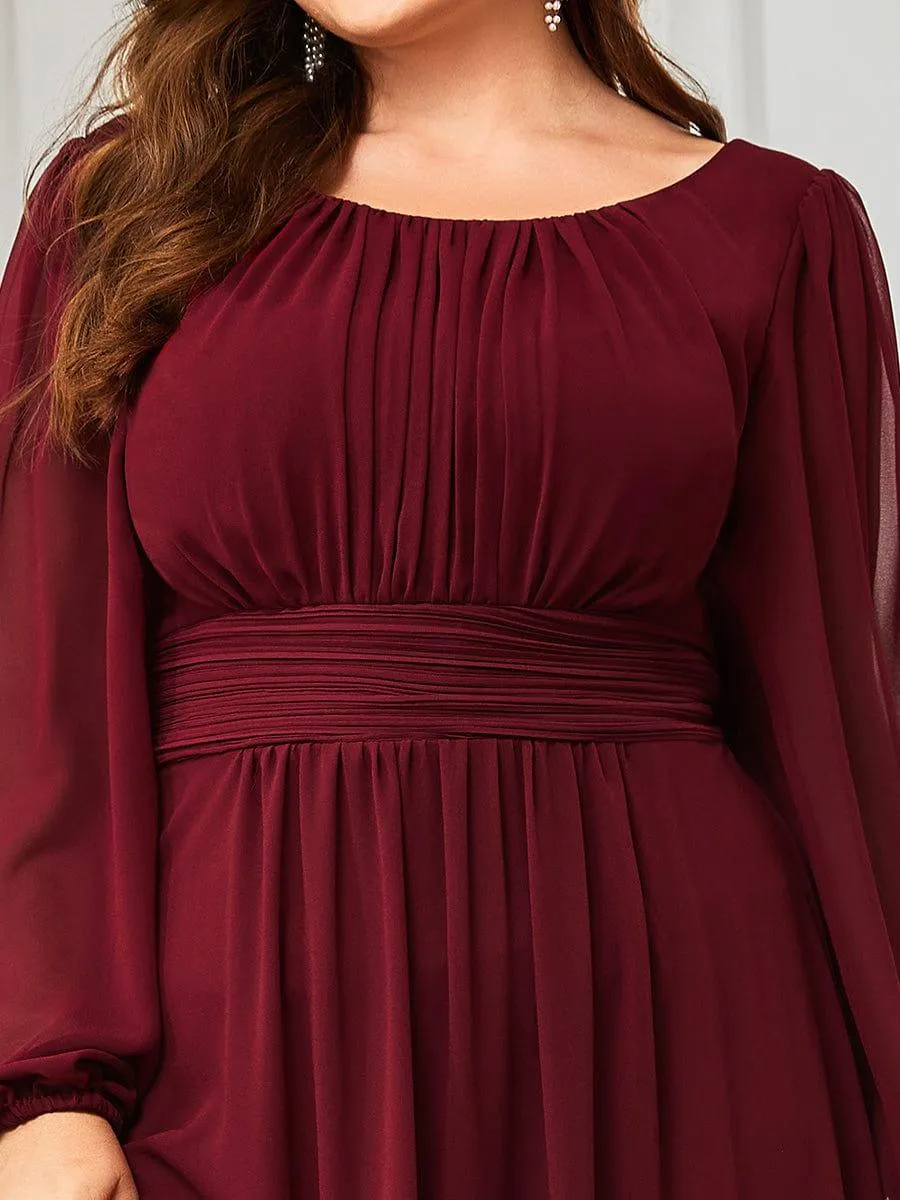 Long Sleeve Chiffon A-Line Empire Waist Formal Dress