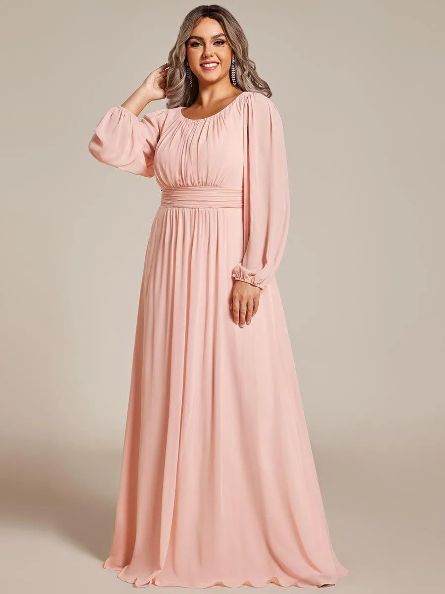 Long Sleeve Chiffon A-Line Empire Waist Formal Dress