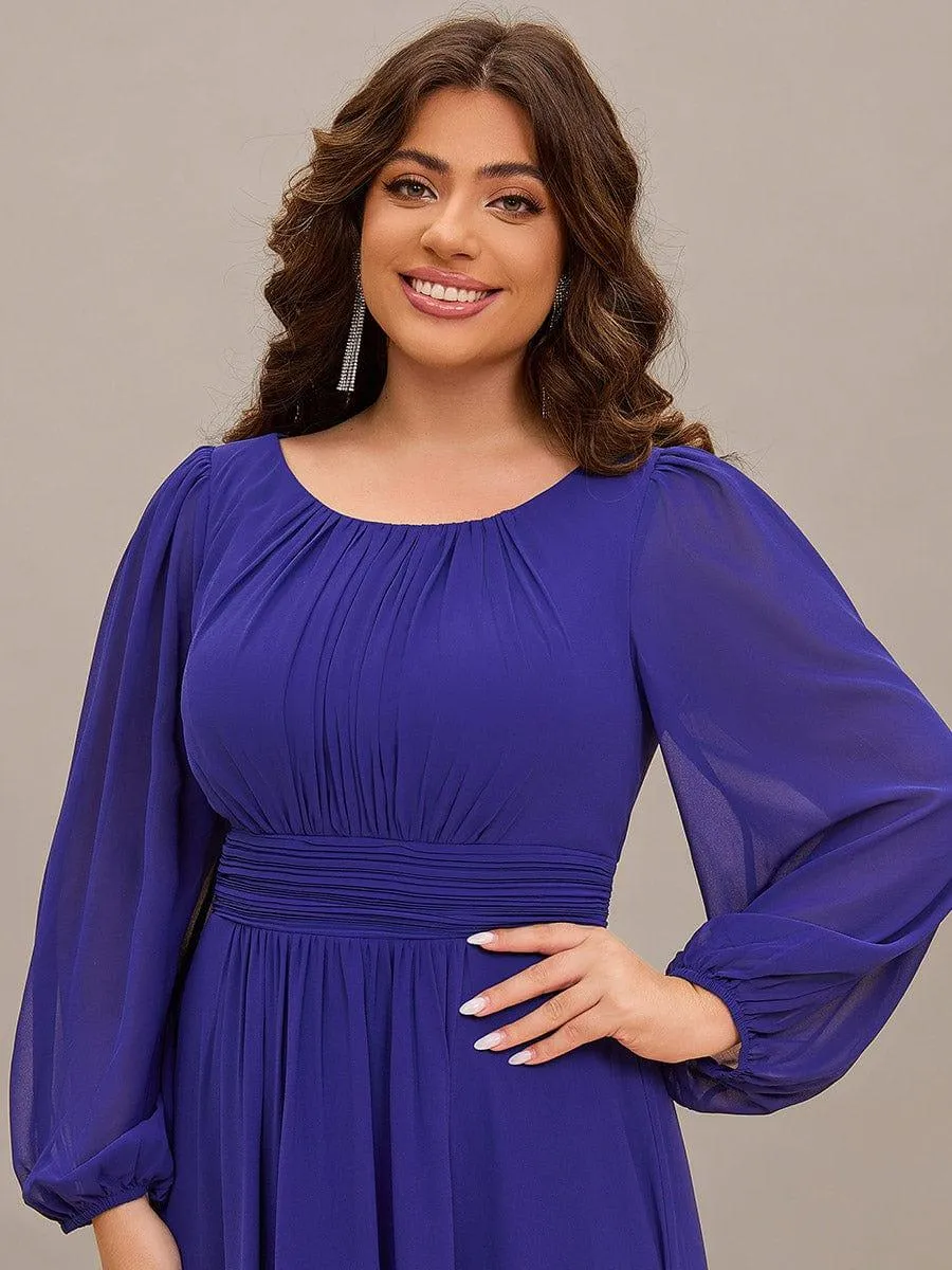 Long Sleeve Chiffon A-Line Empire Waist Formal Dress