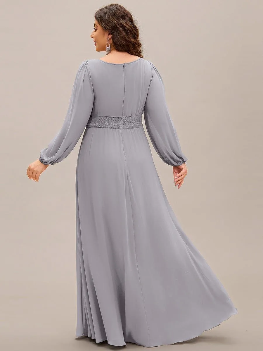 Long Sleeve Chiffon A-Line Empire Waist Formal Dress
