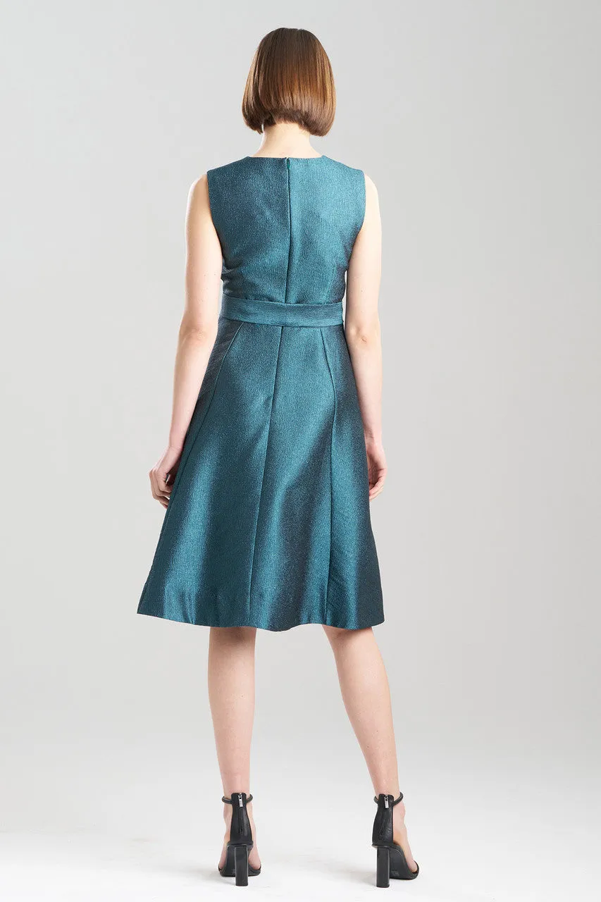 Lustrous Textured Jacquard Fit & Flare Dress