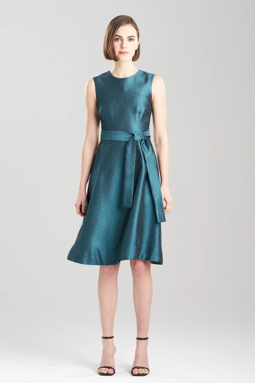 Lustrous Textured Jacquard Fit & Flare Dress