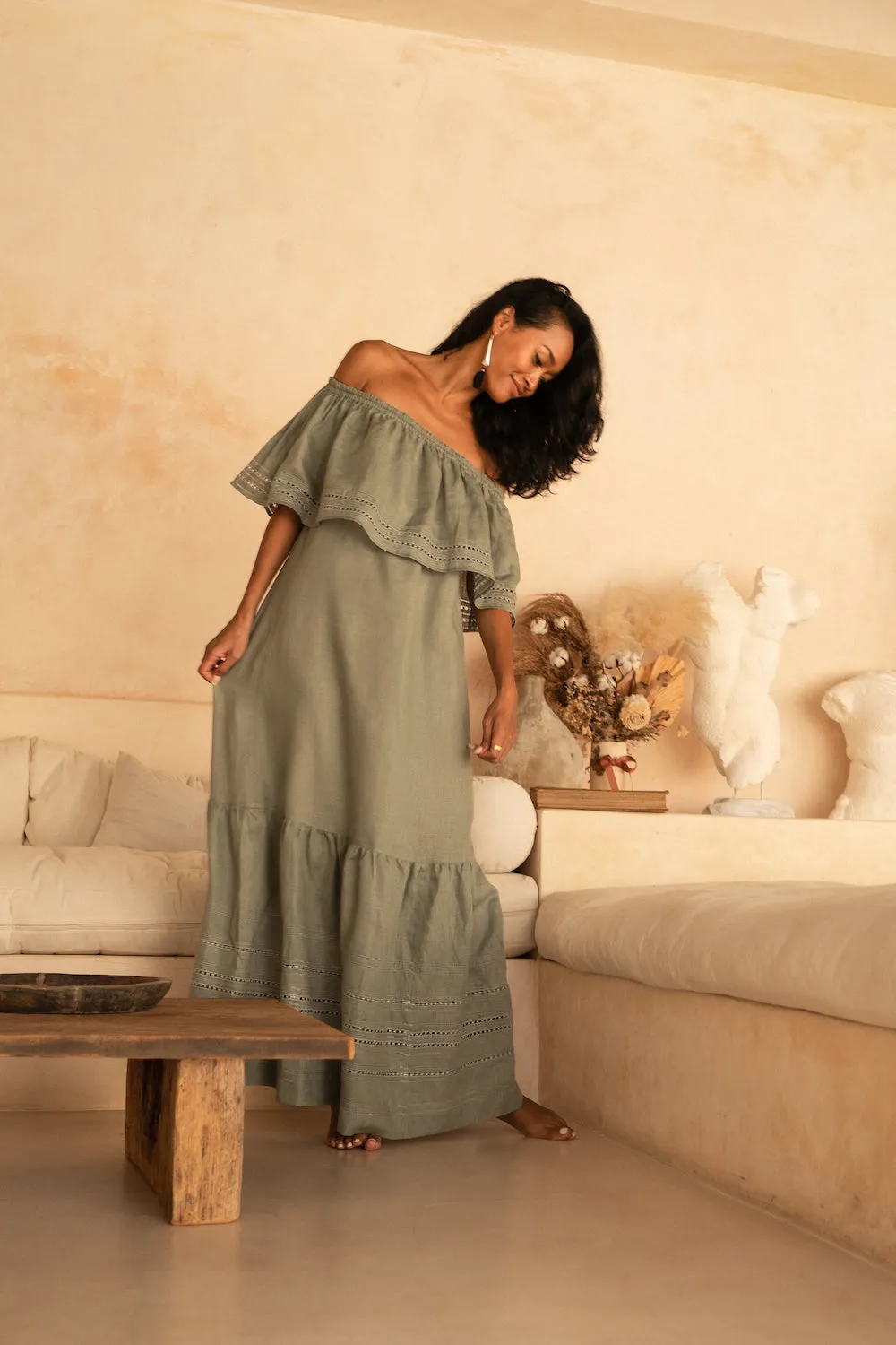 Lyubava Maxi Dress in Jungle Green