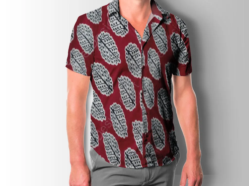 Maroon and Black Moghul and Butta Design Pure Cotton Fabric