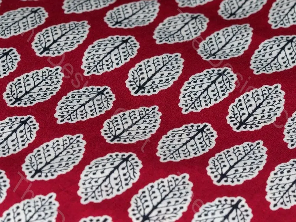 Maroon and Black Moghul and Butta Design Pure Cotton Fabric