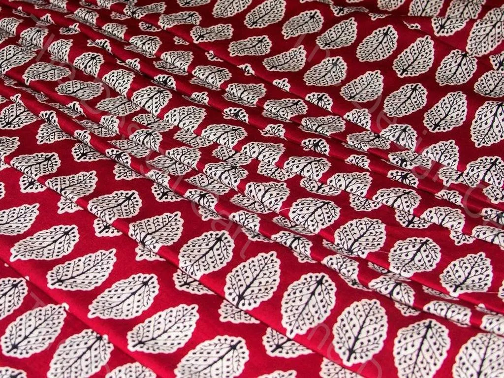 Maroon and Black Moghul and Butta Design Pure Cotton Fabric