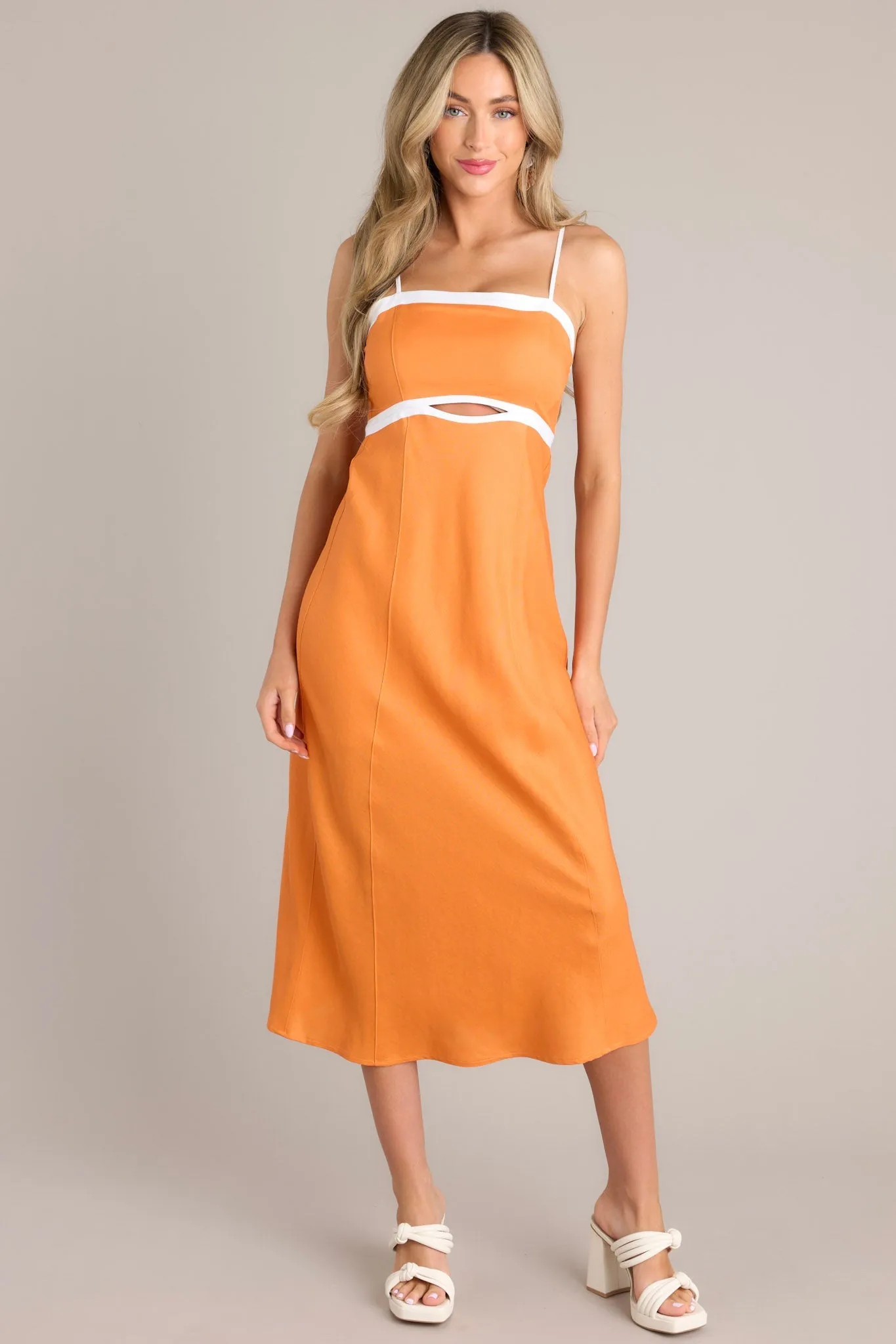 MINKPINK Jacques Contrast Orange Midi Dress