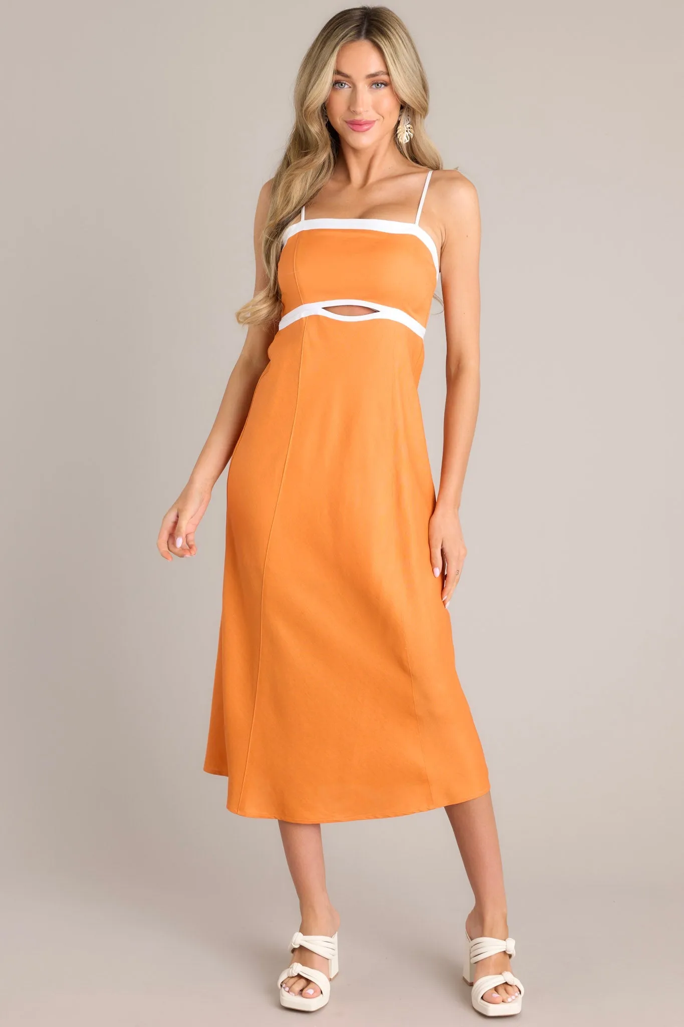 MINKPINK Jacques Contrast Orange Midi Dress