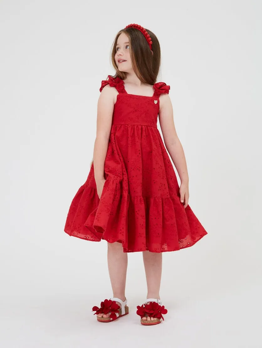 Monnalisa Girls Ruffled Sundress in Red