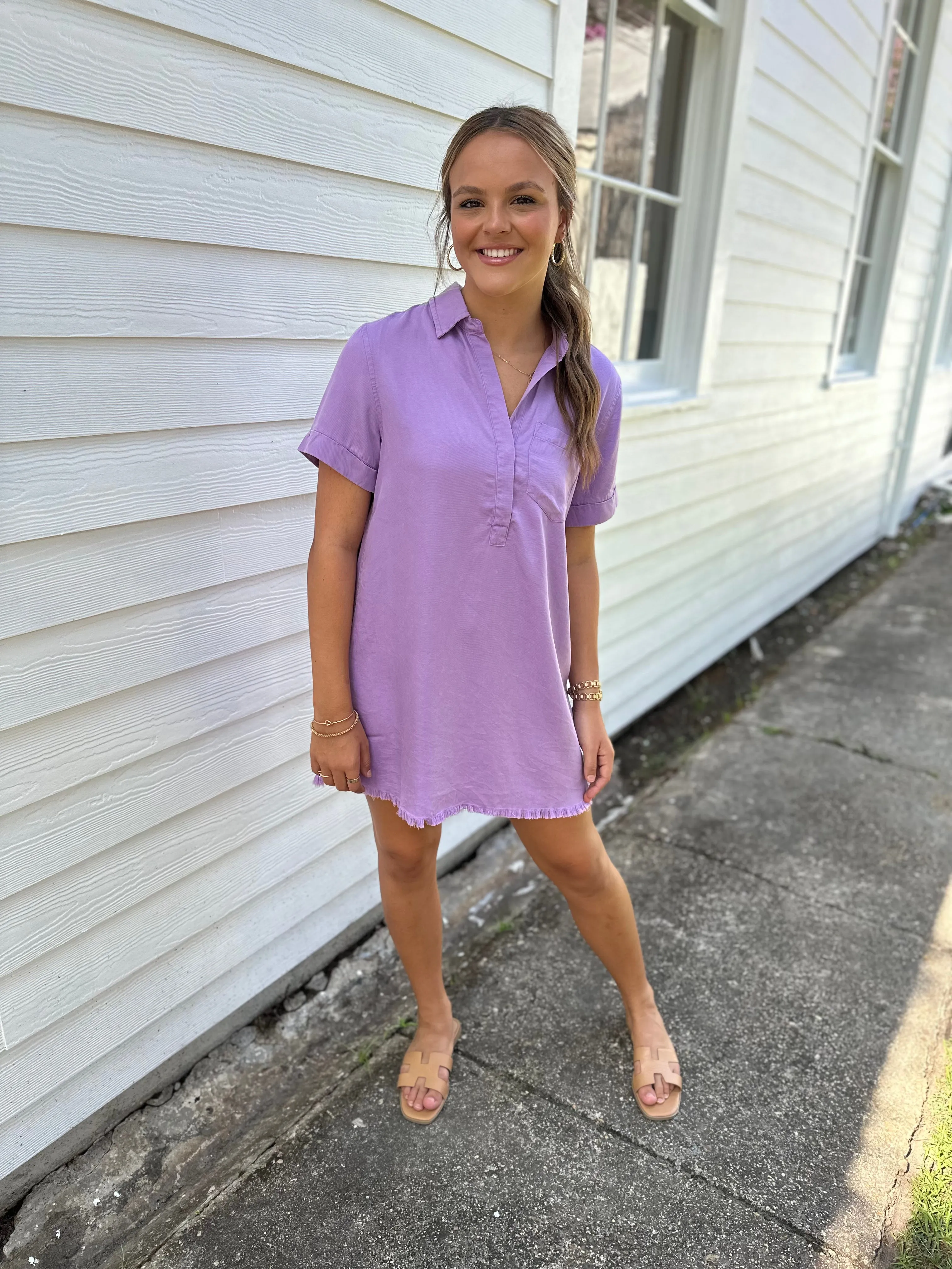 Moon Washed Denim Mini Dress- Violet