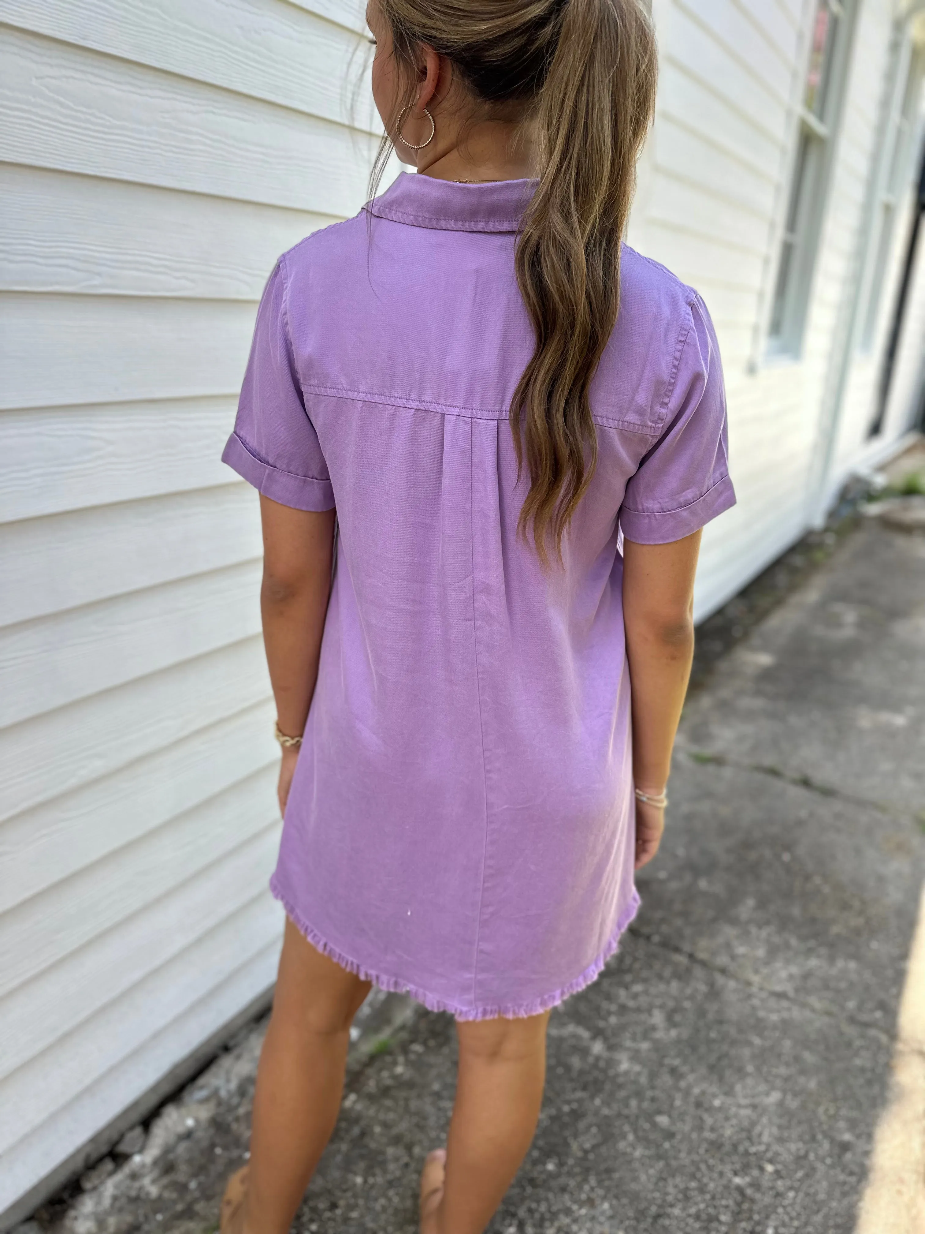 Moon Washed Denim Mini Dress- Violet