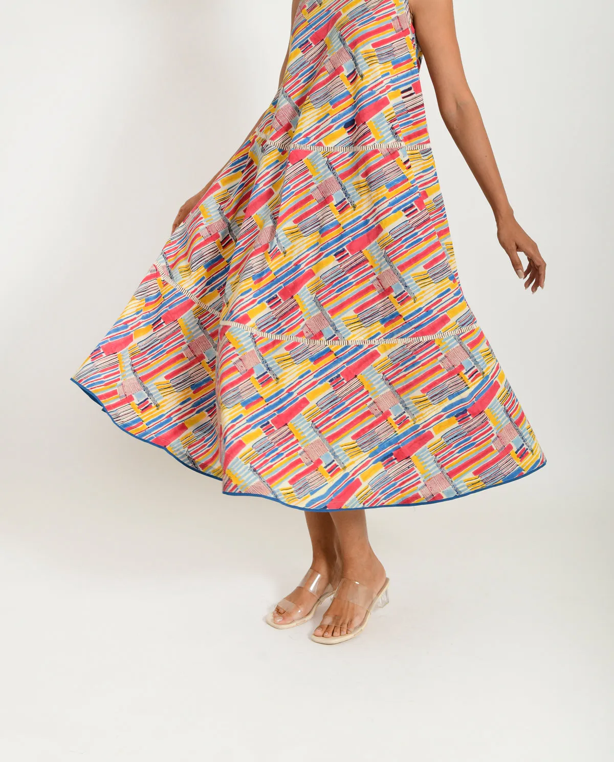 Multicolor Hand Block Maxi Dress
