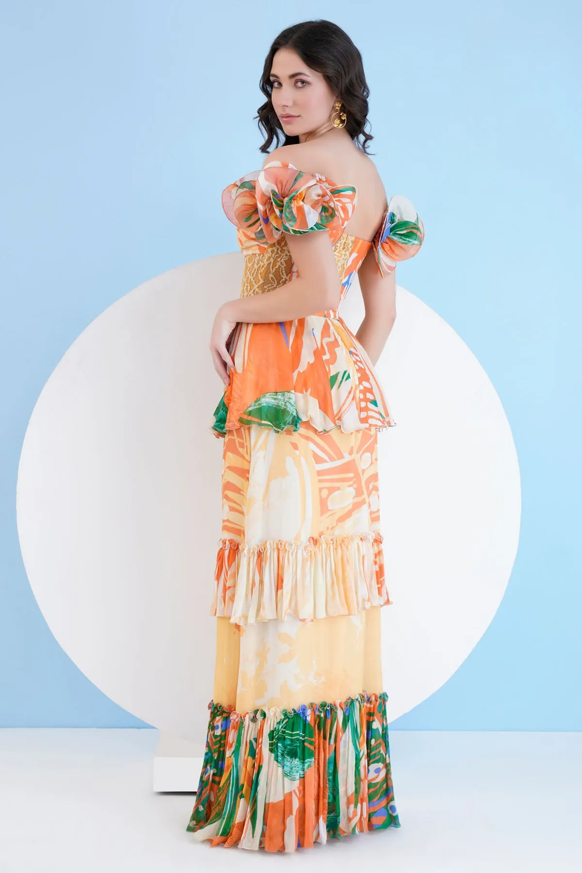 Multicolor Print Tiered Dress