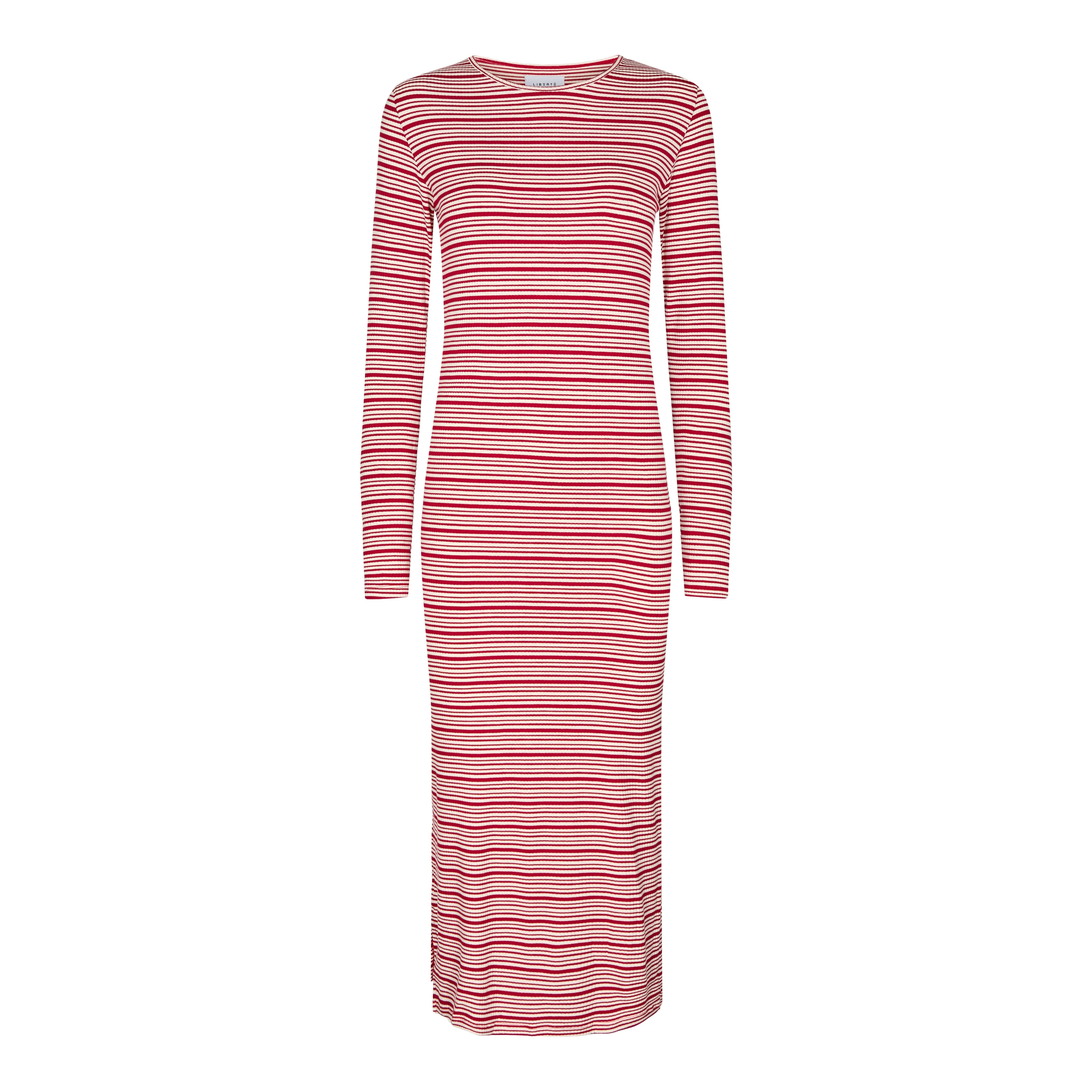 NATALIA-LS-DRESS - RED WHITE STRIPE