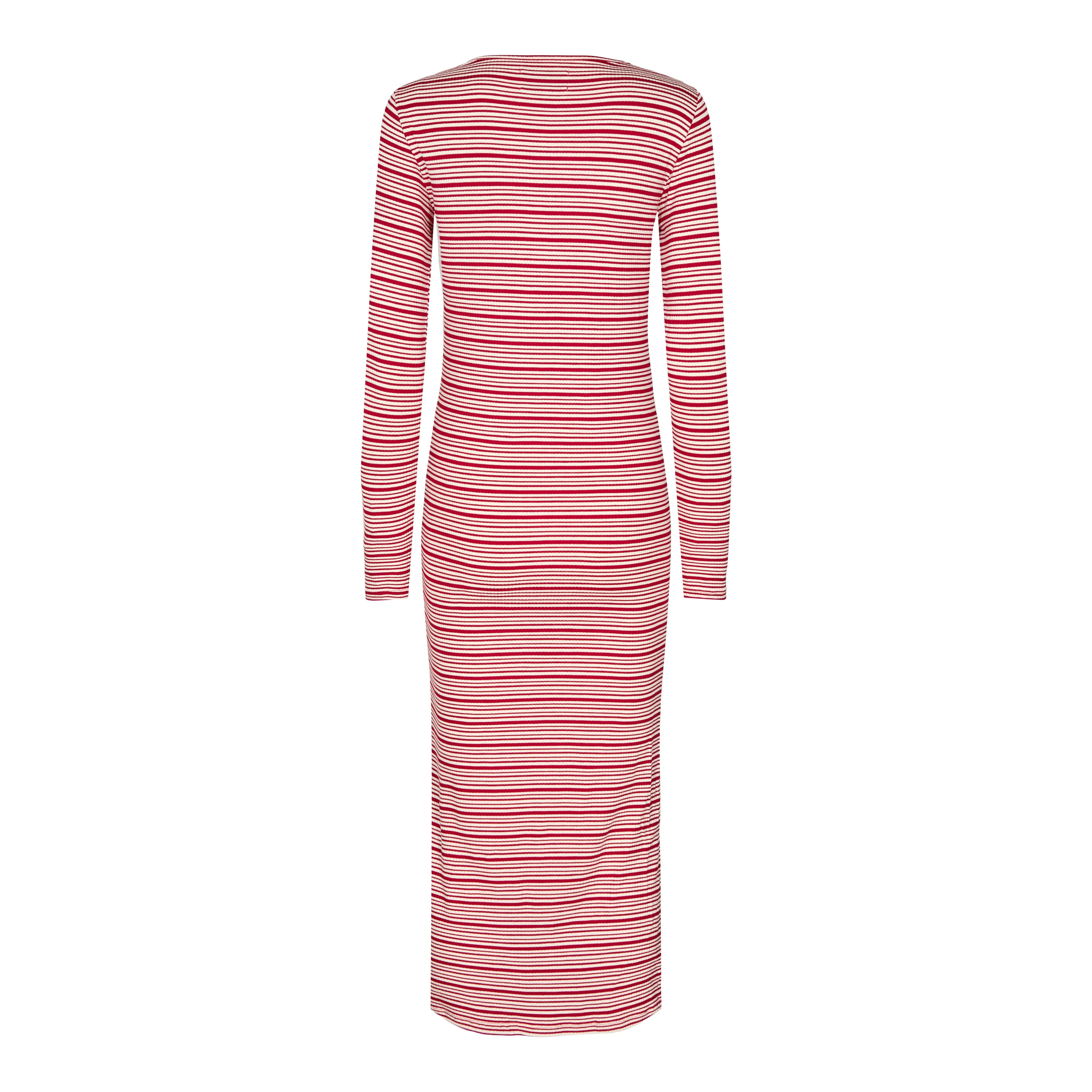 NATALIA-LS-DRESS - RED WHITE STRIPE