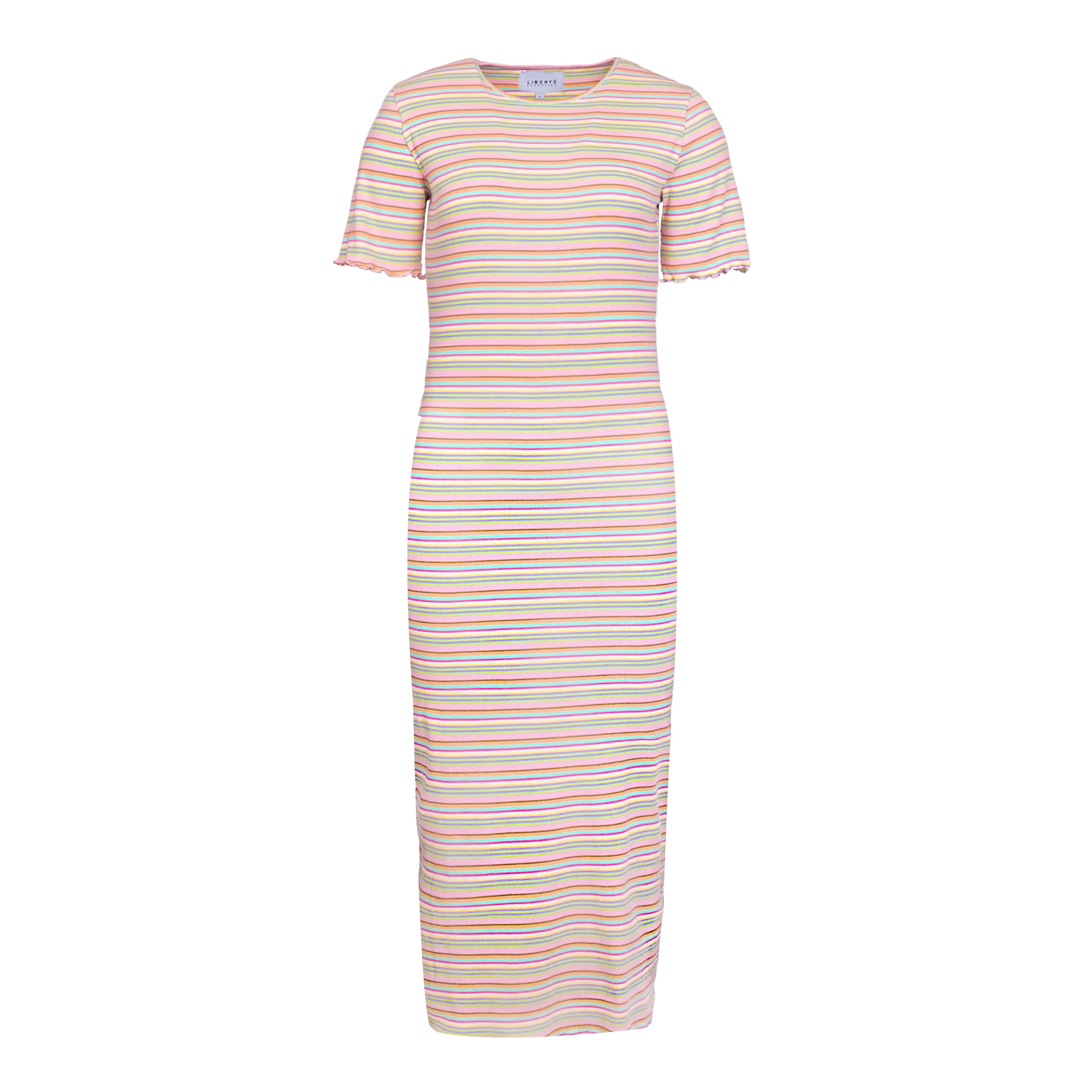 NATALIA-SS-DRESS - MULTI MINT STRIPE
