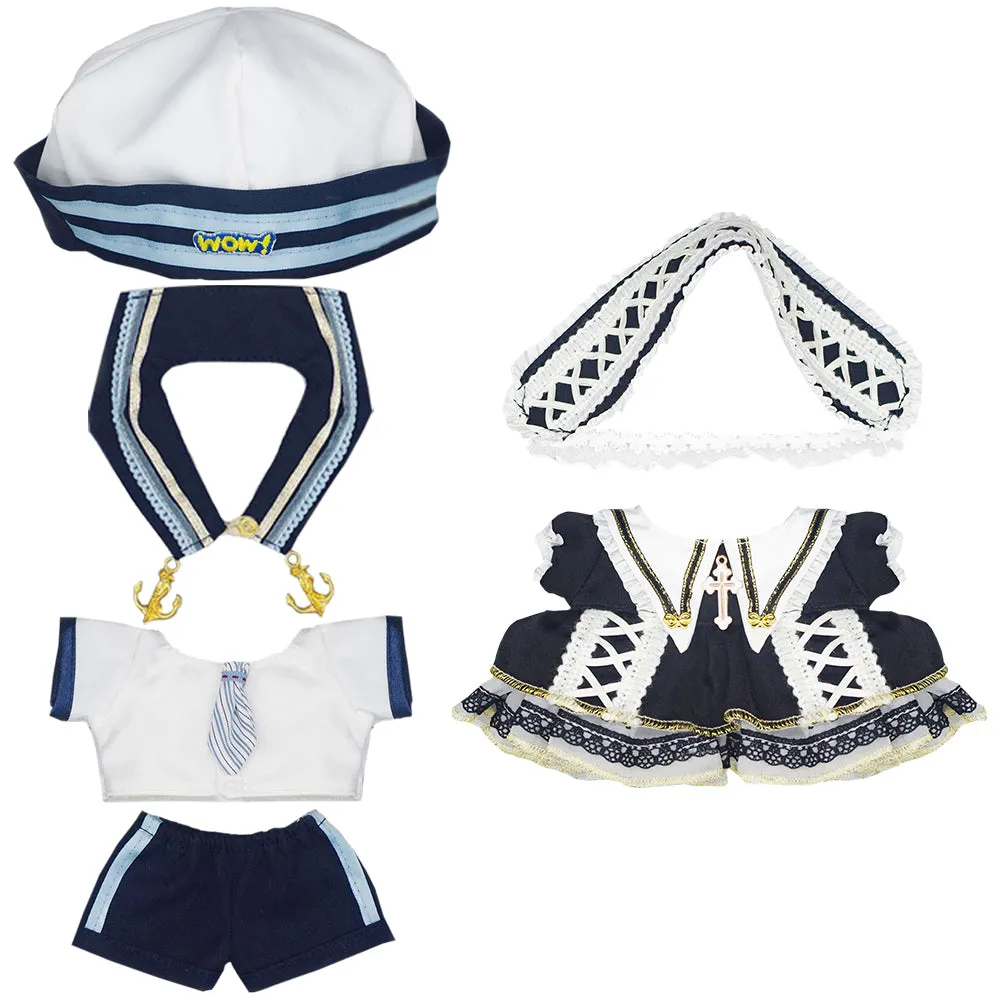 niannyyhouse 20cm Plush Doll Clothes Dresses Sailor Outfit 8in Doll Dressup