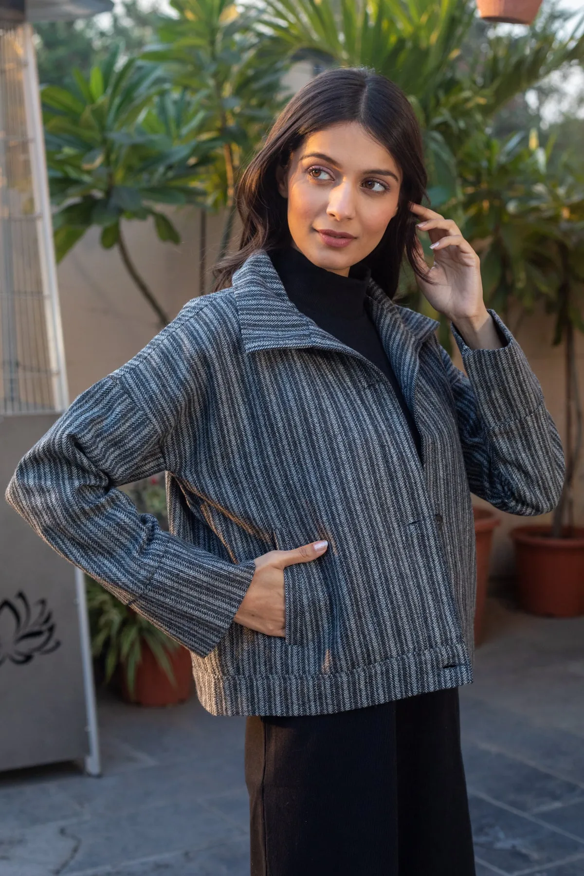 Orchid Dark grey Short Wool Jacket