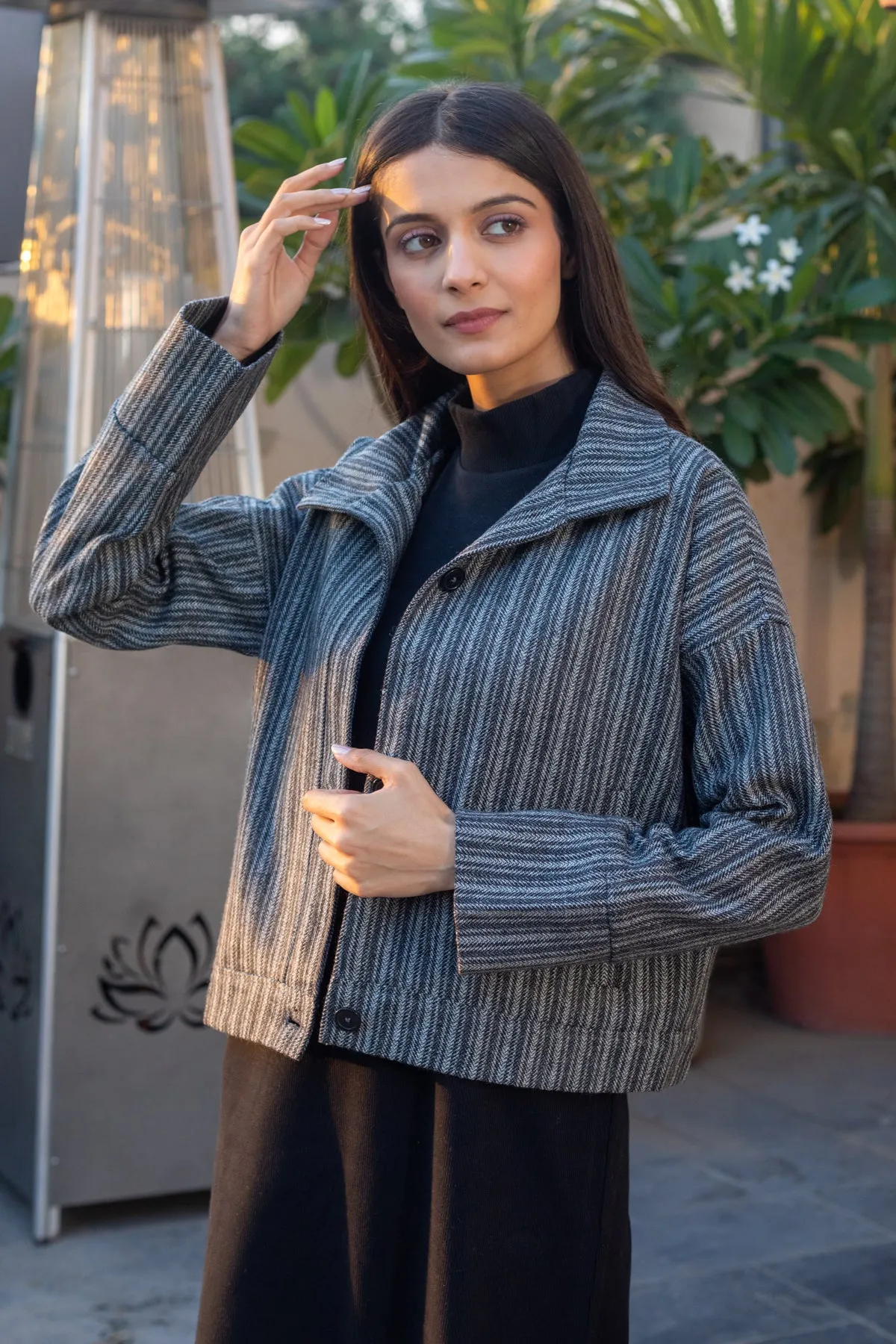 Orchid Dark grey Short Wool Jacket