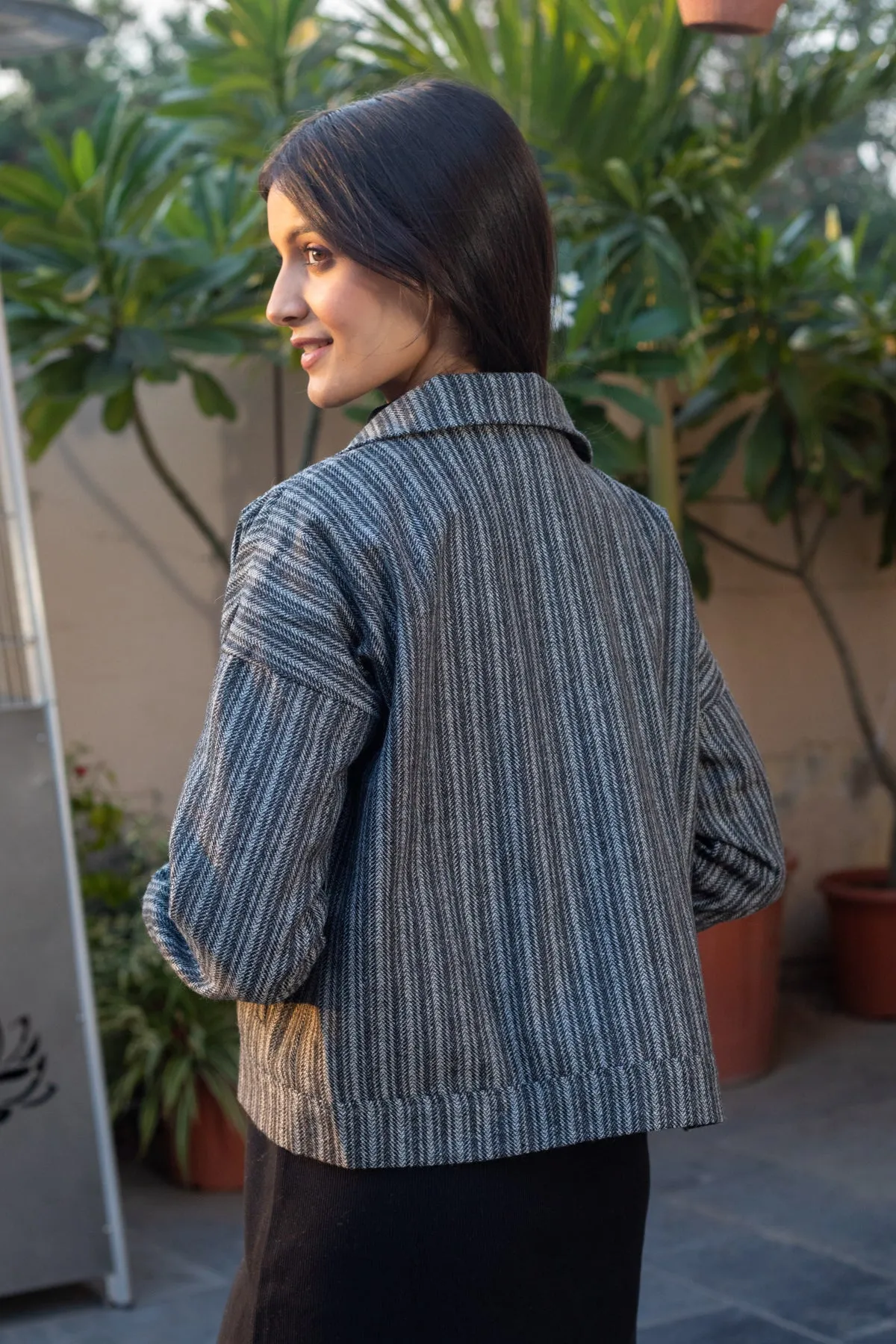 Orchid Dark grey Short Wool Jacket