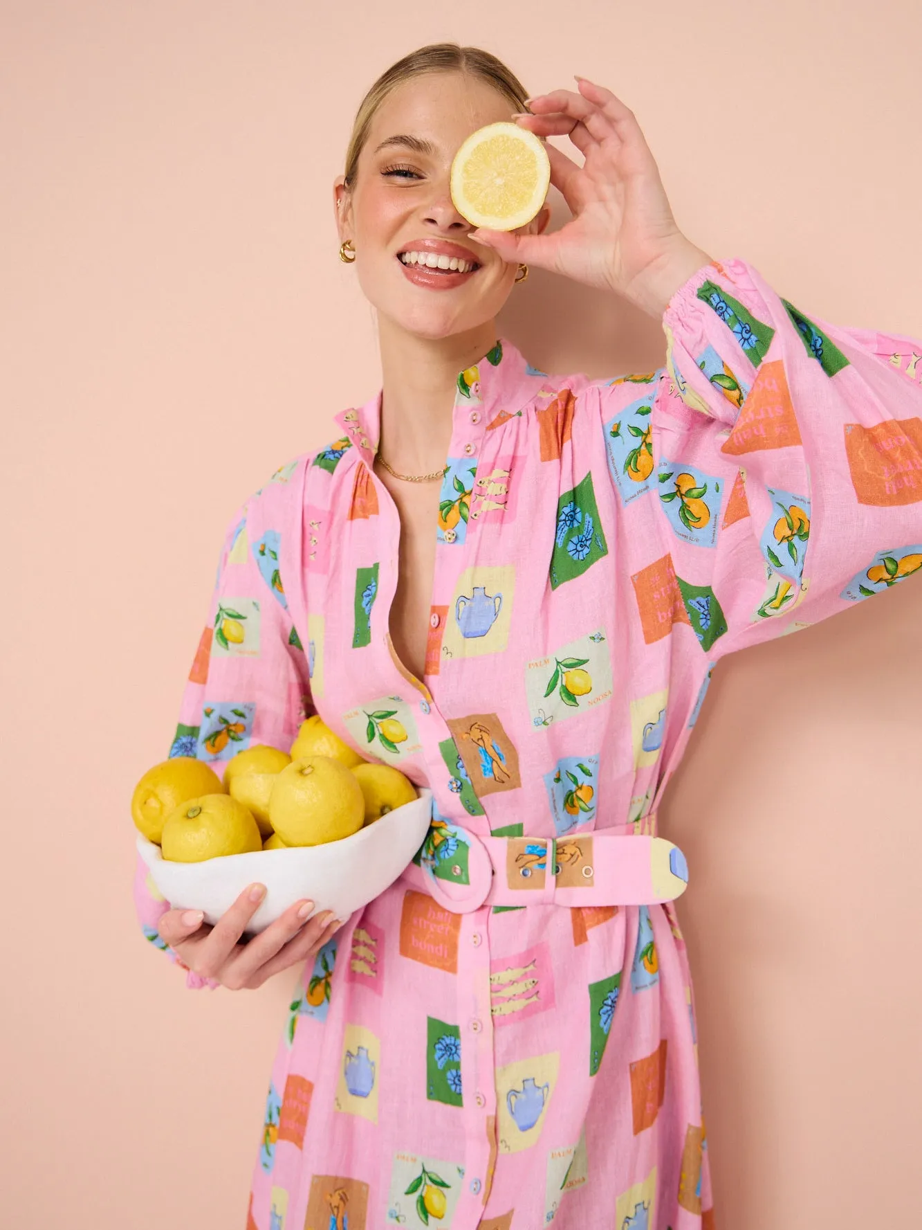 Palm Noosa Noddy Dress in Pink Emblem