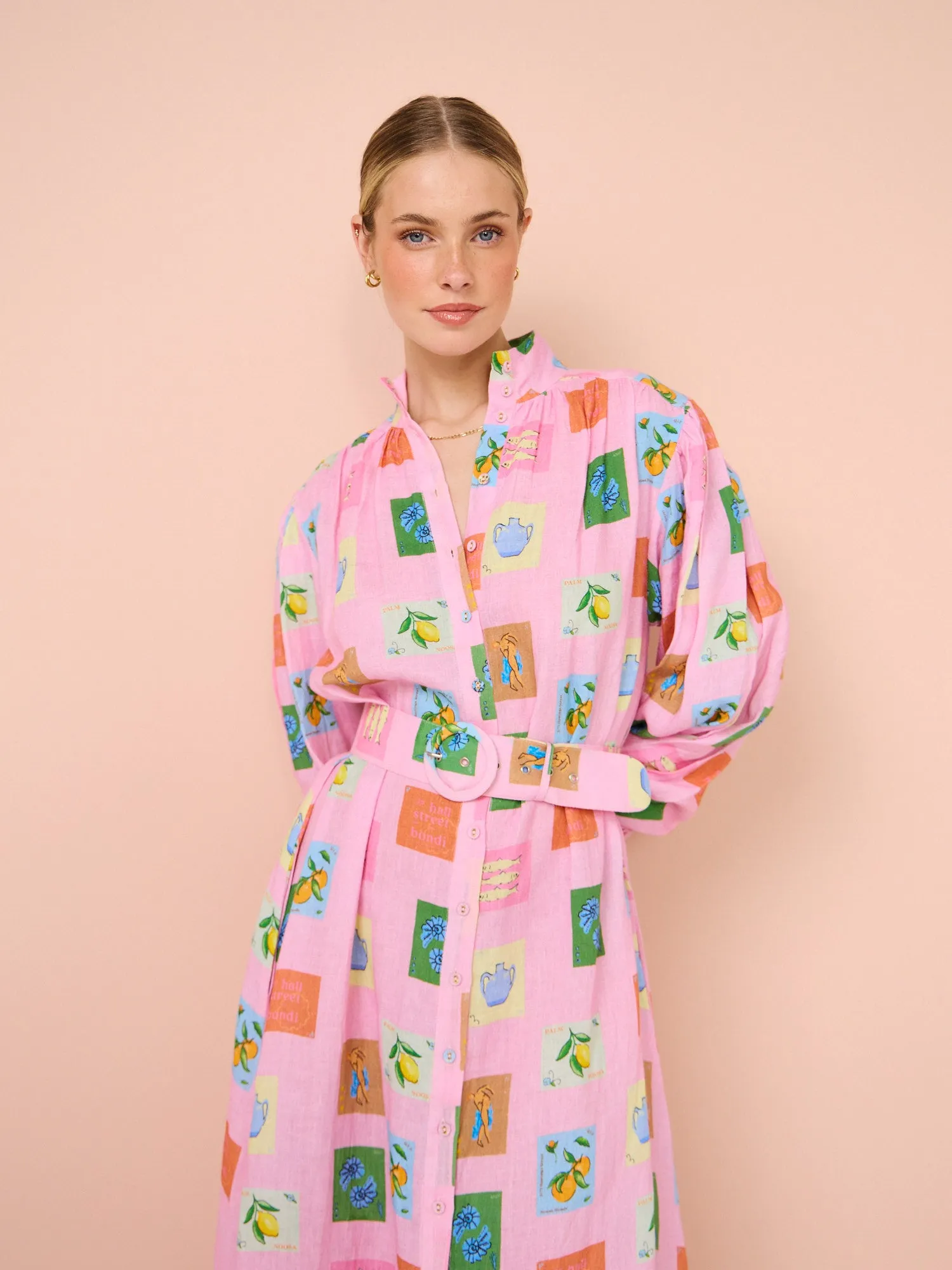 Palm Noosa Noddy Dress in Pink Emblem