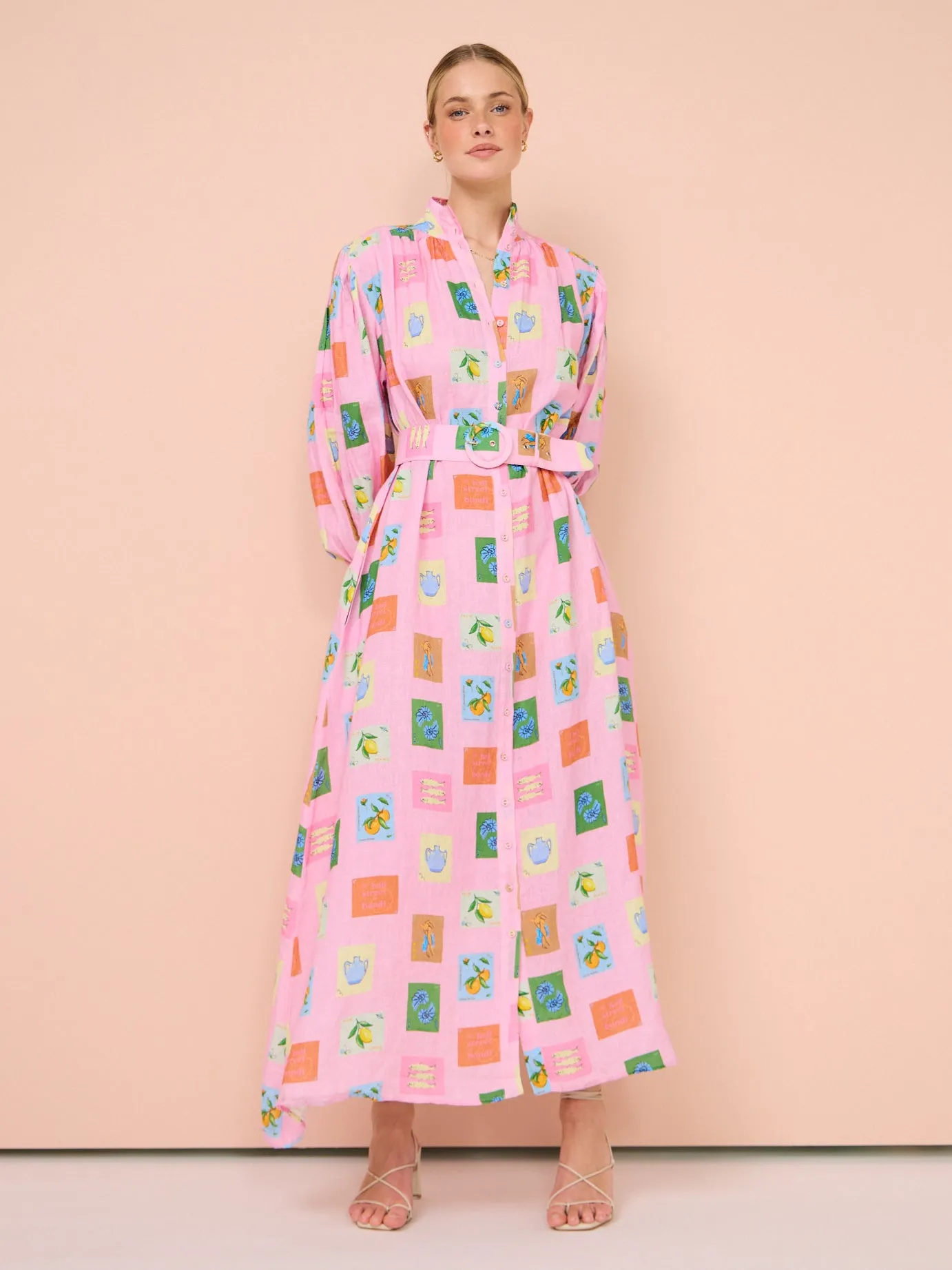Palm Noosa Noddy Dress in Pink Emblem