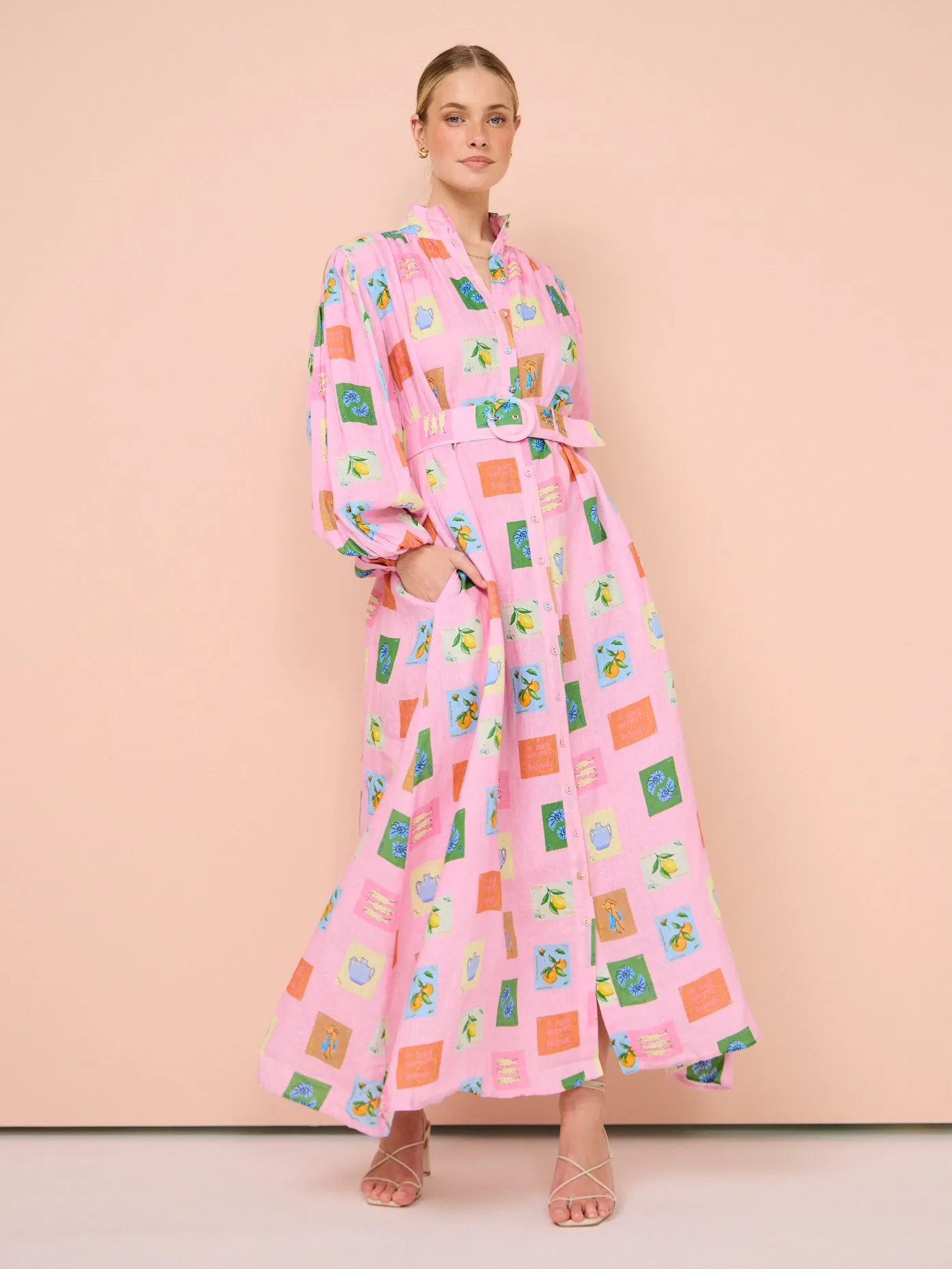 Palm Noosa Noddy Dress in Pink Emblem