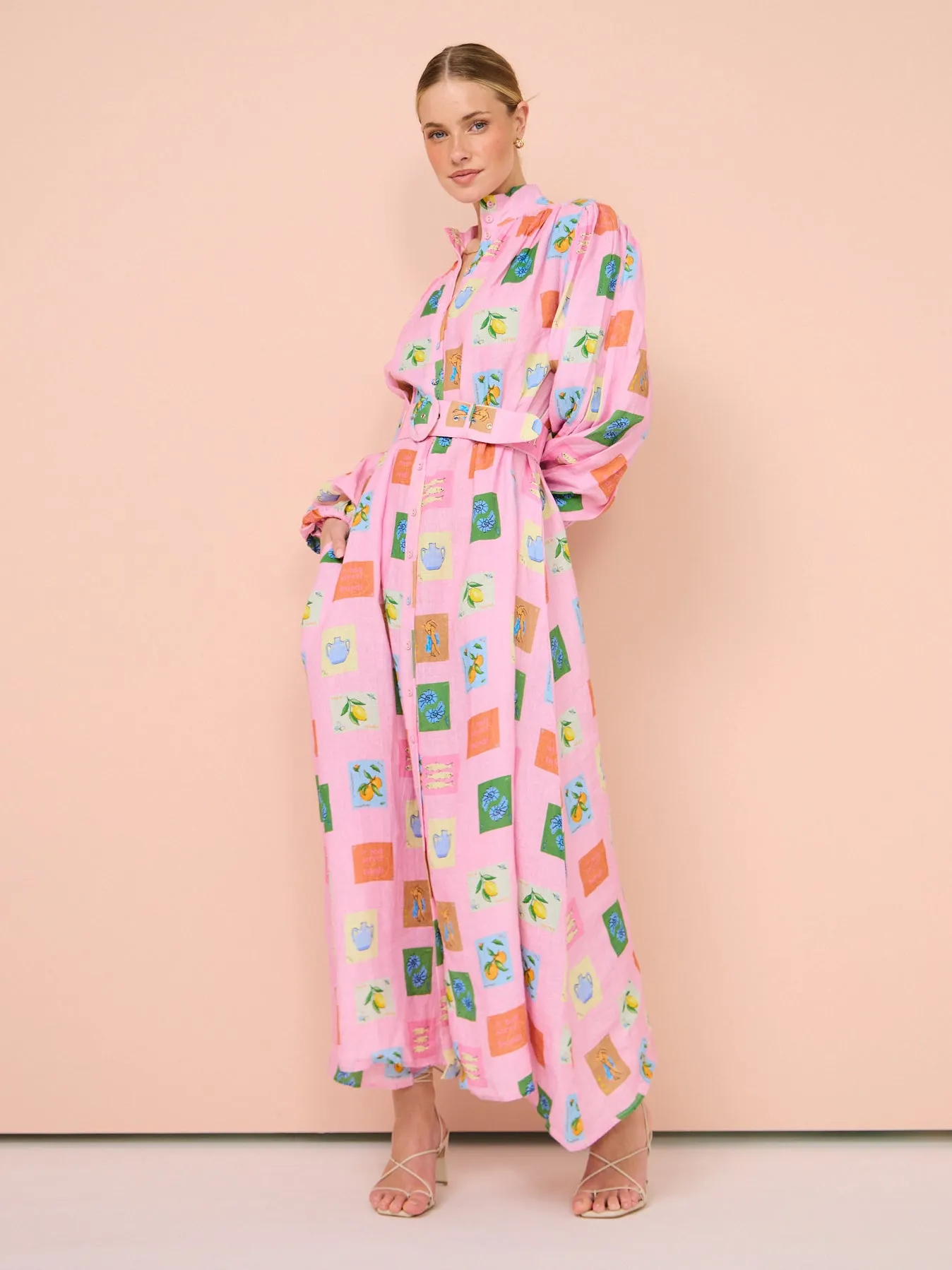Palm Noosa Noddy Dress in Pink Emblem