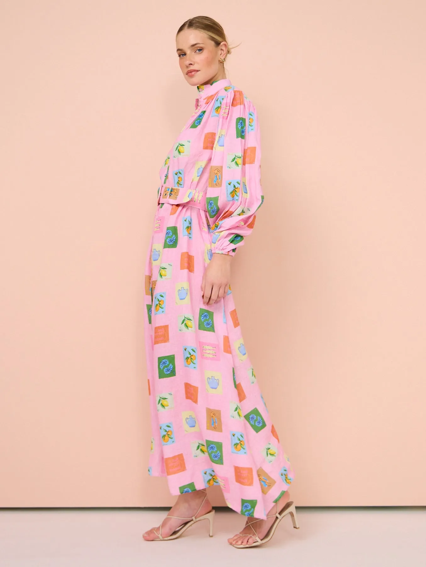 Palm Noosa Noddy Dress in Pink Emblem
