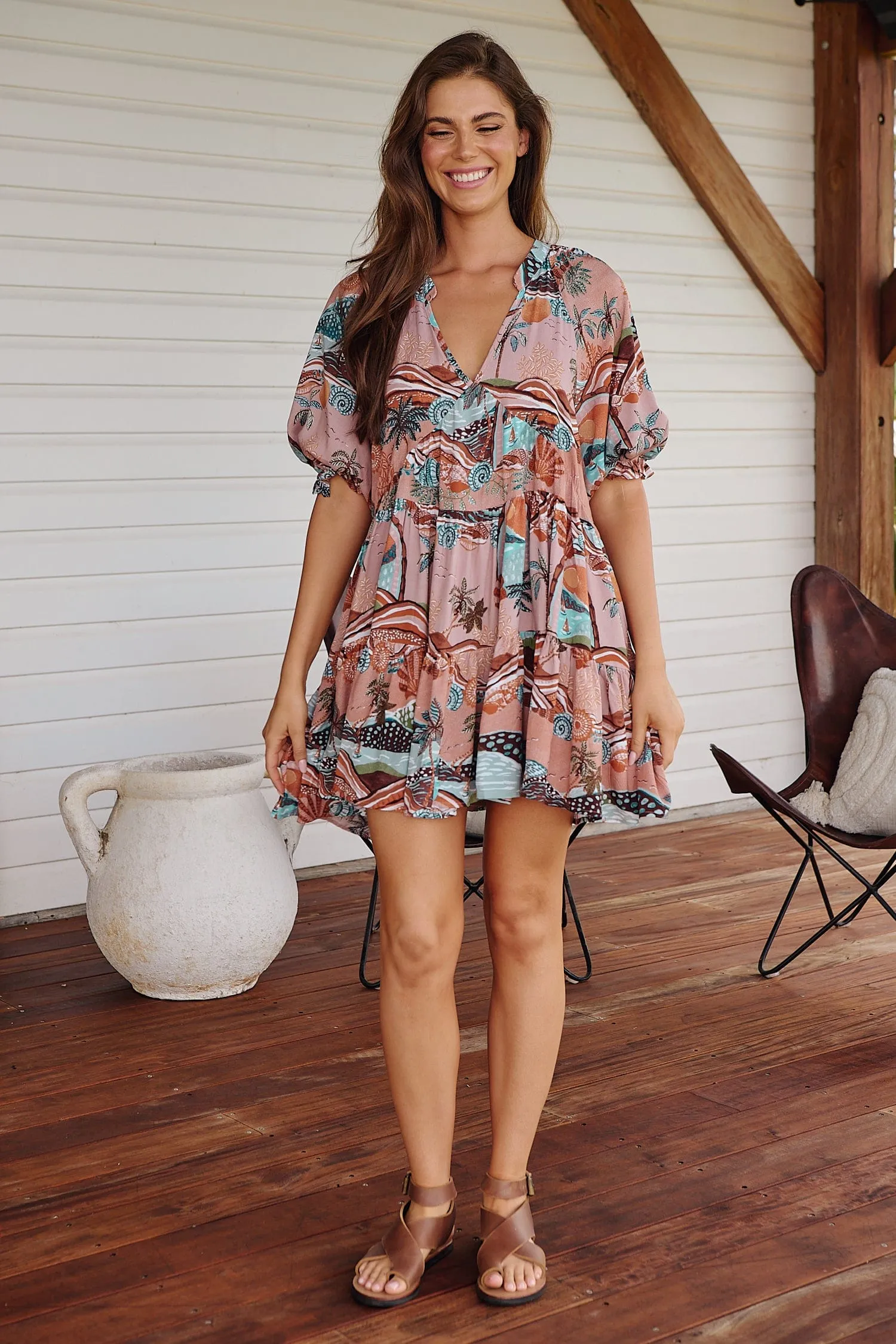 Petal Mini Dress - Lakeside Serenity