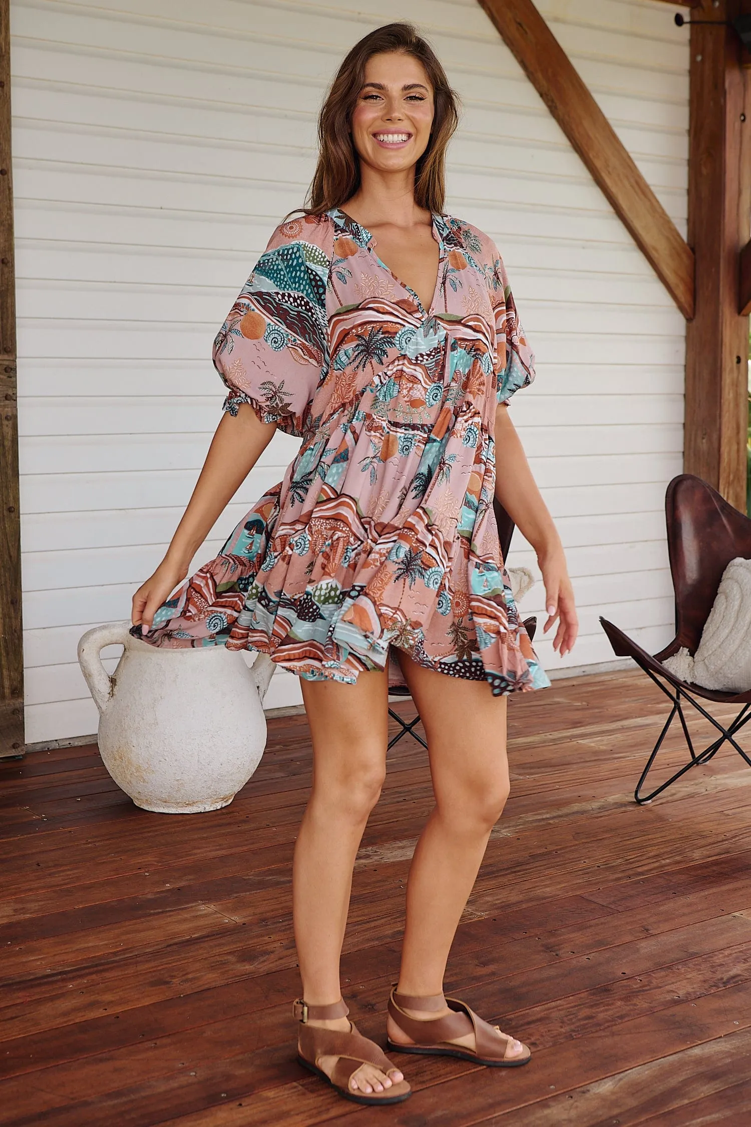 Petal Mini Dress - Lakeside Serenity