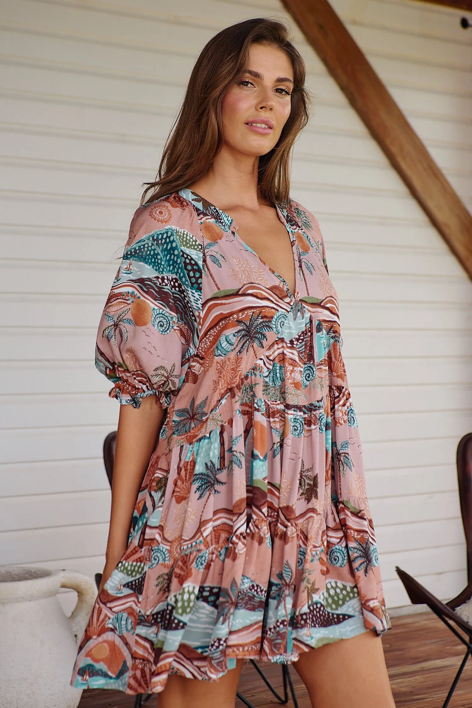 Petal Mini Dress - Lakeside Serenity