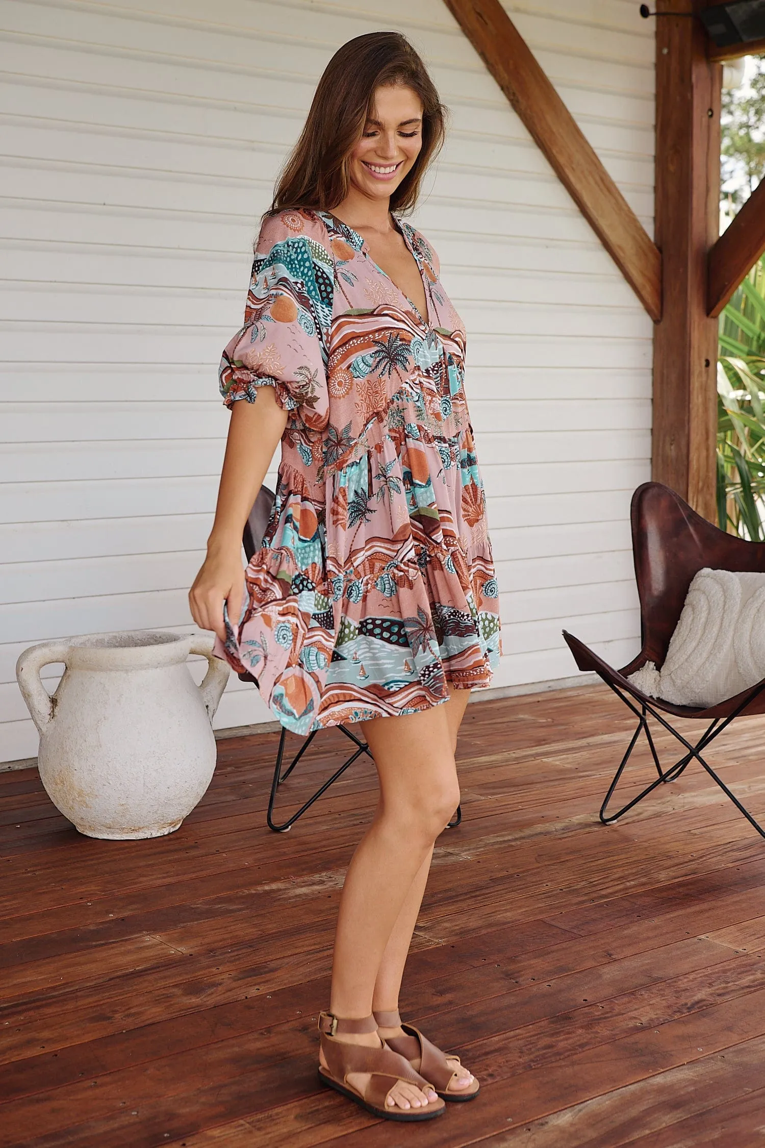 Petal Mini Dress - Lakeside Serenity