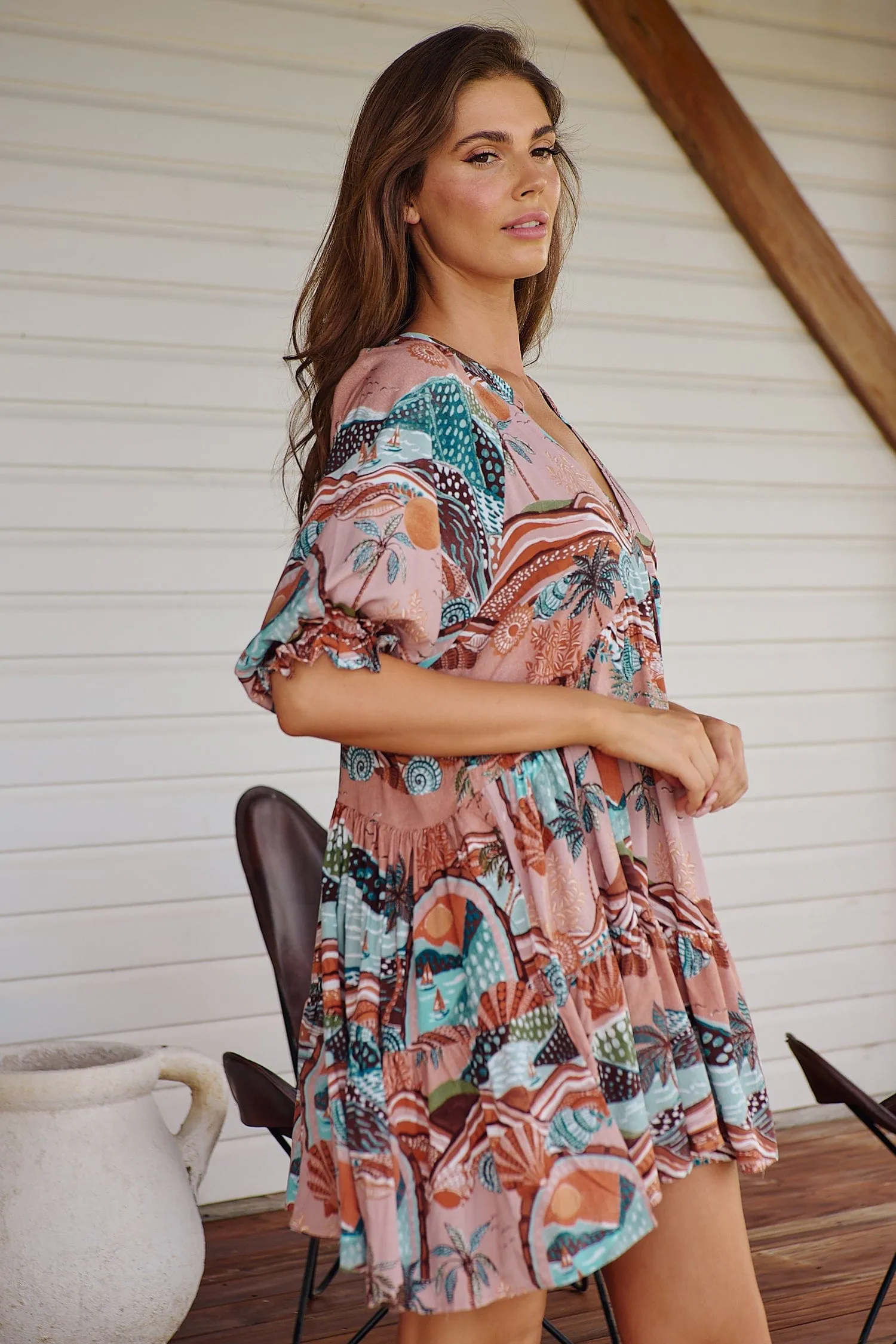Petal Mini Dress - Lakeside Serenity